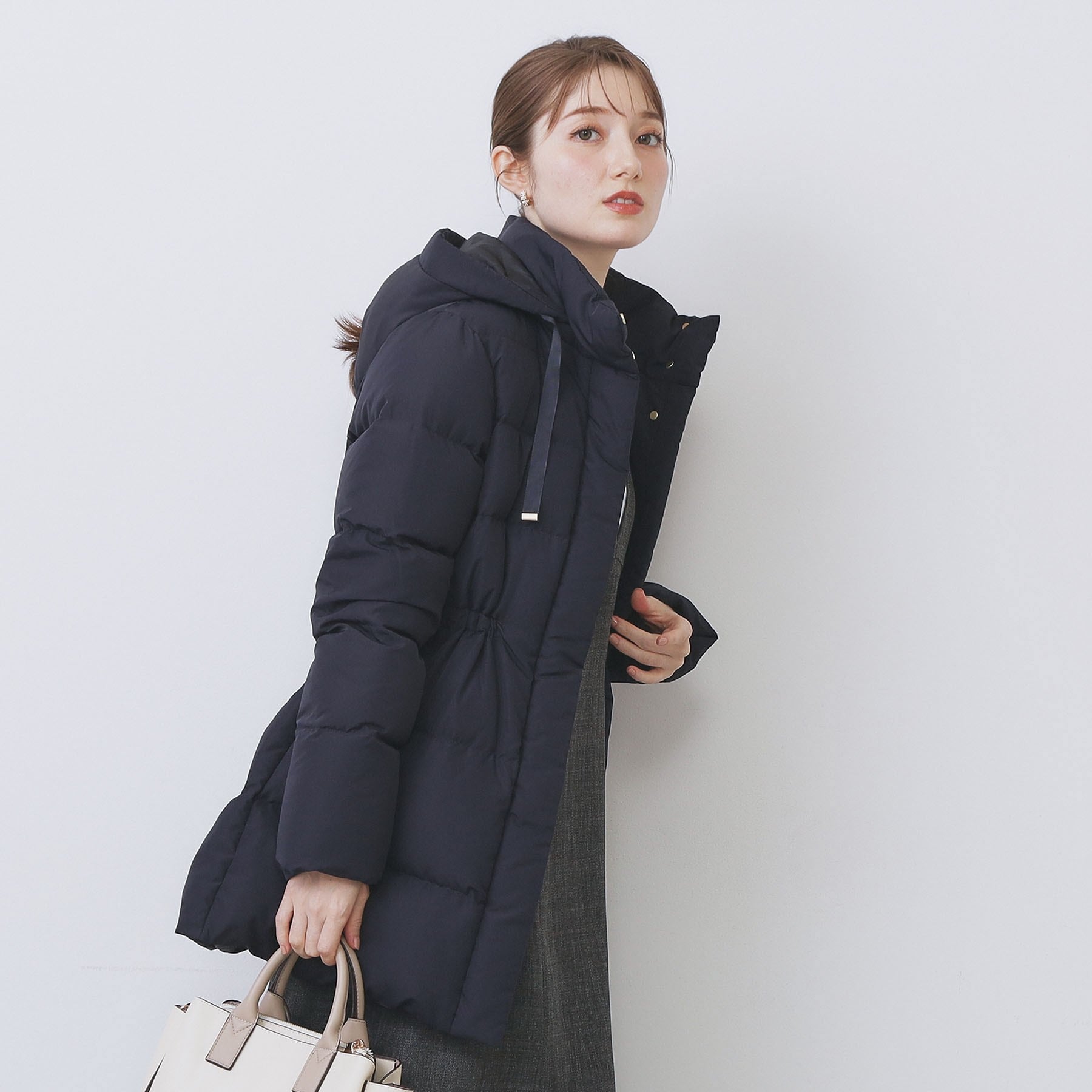 インデックス index KAWADAダウンドロストミドルコート【撥水/洗える/2WAY/静電気防止裏地】 (ネイビー(094)) ネイビー(094)