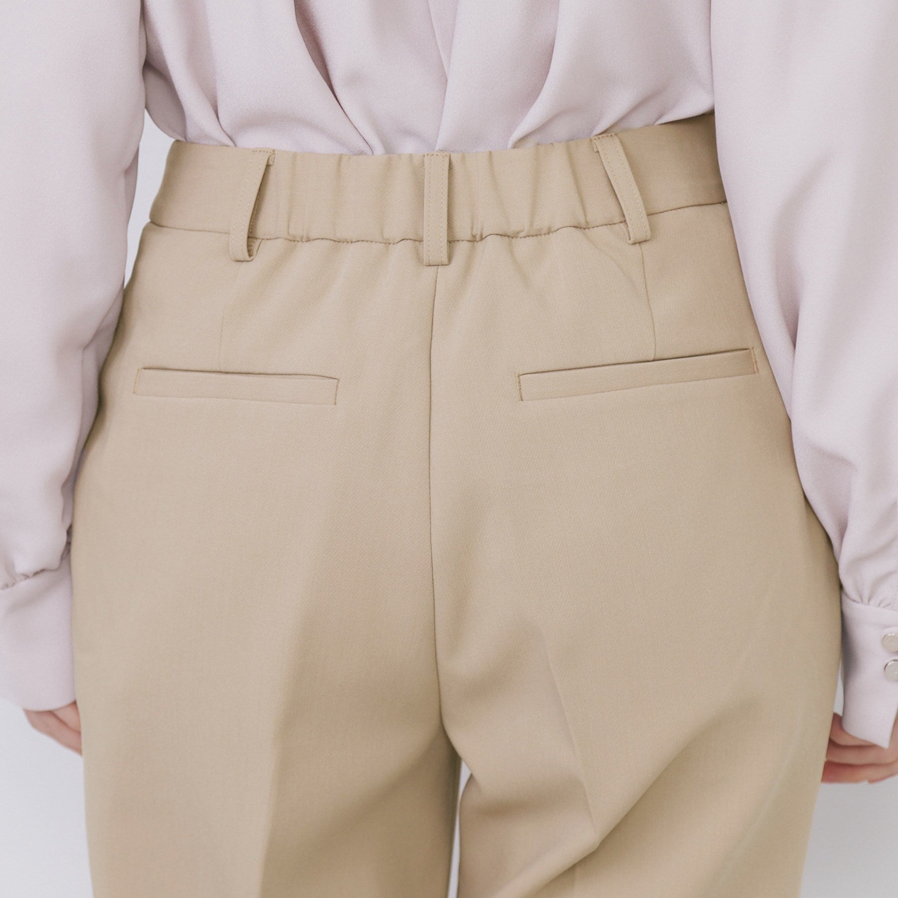 インデックス index セットアップ対応 選べる丈 ストレッチダブルクロステーパードパンツ【洗濯機可・防シワ・ストレッチ】 (ライトベージュ(051)) ライトベージュ(051)