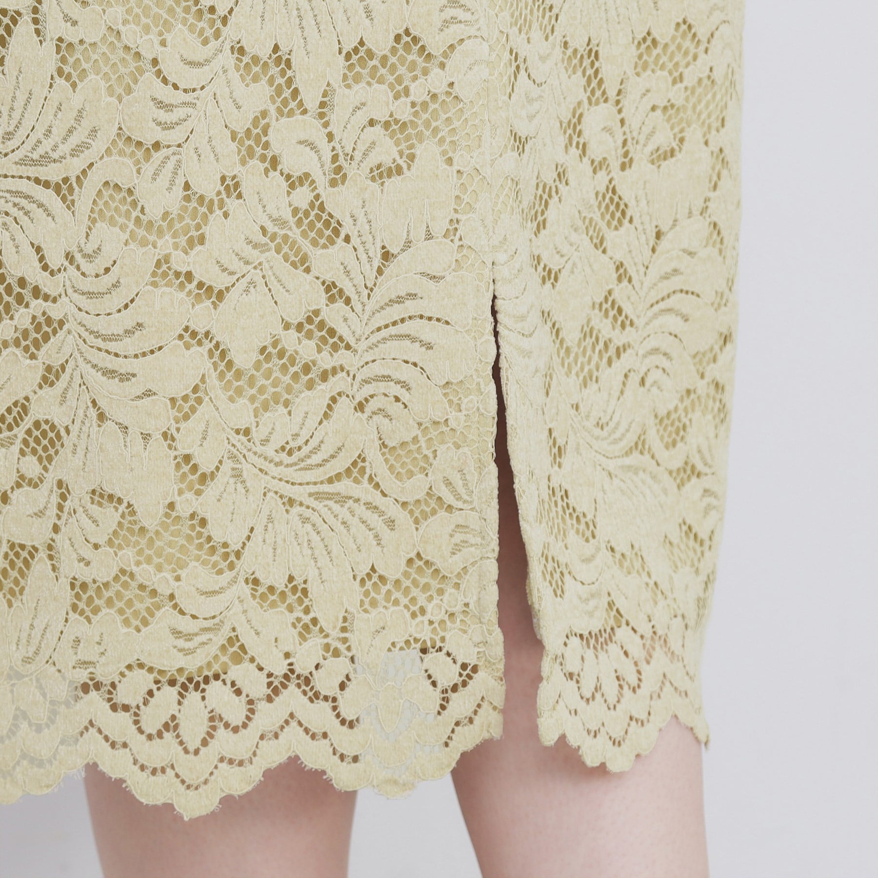 インデックス index モールレースタイトスカート【洗濯機可】 (チャコールグレー(014)) チャコールグレー(014)