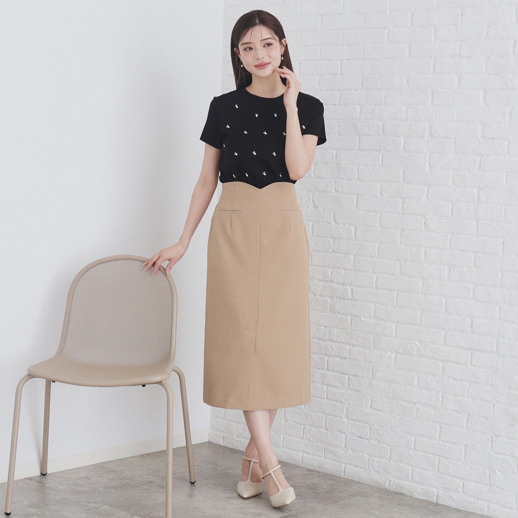 インデックス index 60シルケット短丈ビジューTシャツ【洗濯機可・接触冷感】