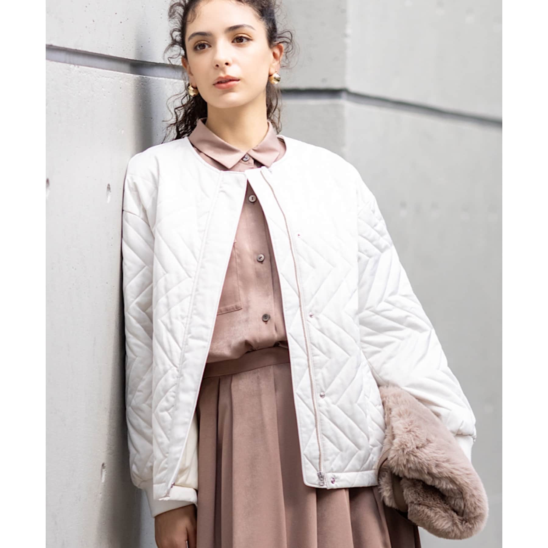 INDIVI INDIVI 【Water-repellent / UV Care】Mid-length Quilted Coat