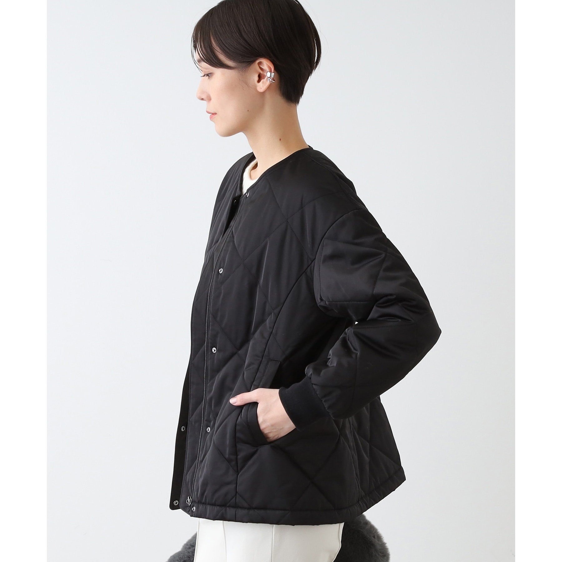 INDIVI INDIVI 【Water-repellent / UV Care】Mid-length Quilted Coat
