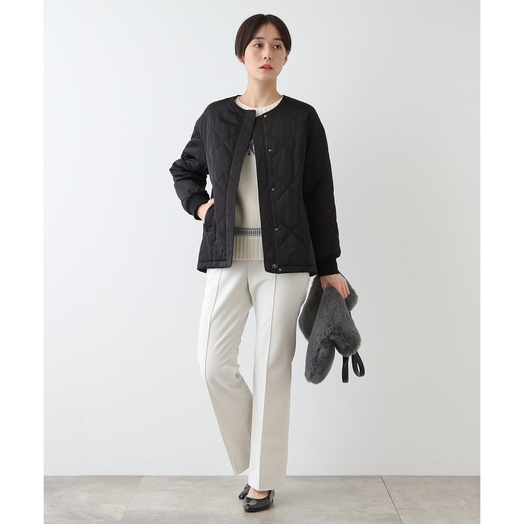 INDIVI INDIVI 【Water-repellent / UV Care】Mid-length Quilted Coat