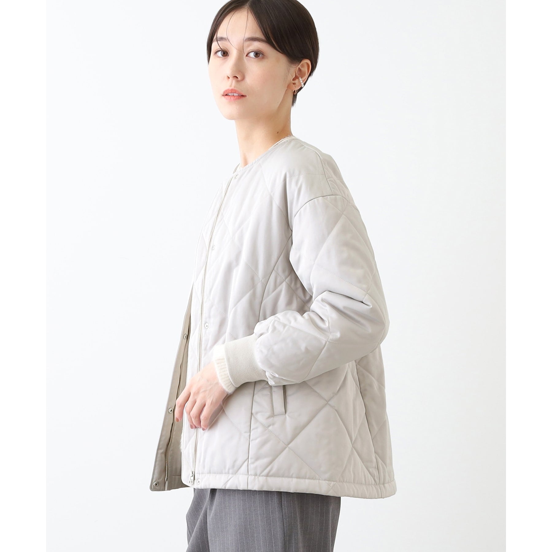 INDIVI INDIVI 【Water-repellent / UV Care】Mid-length Quilted Coat