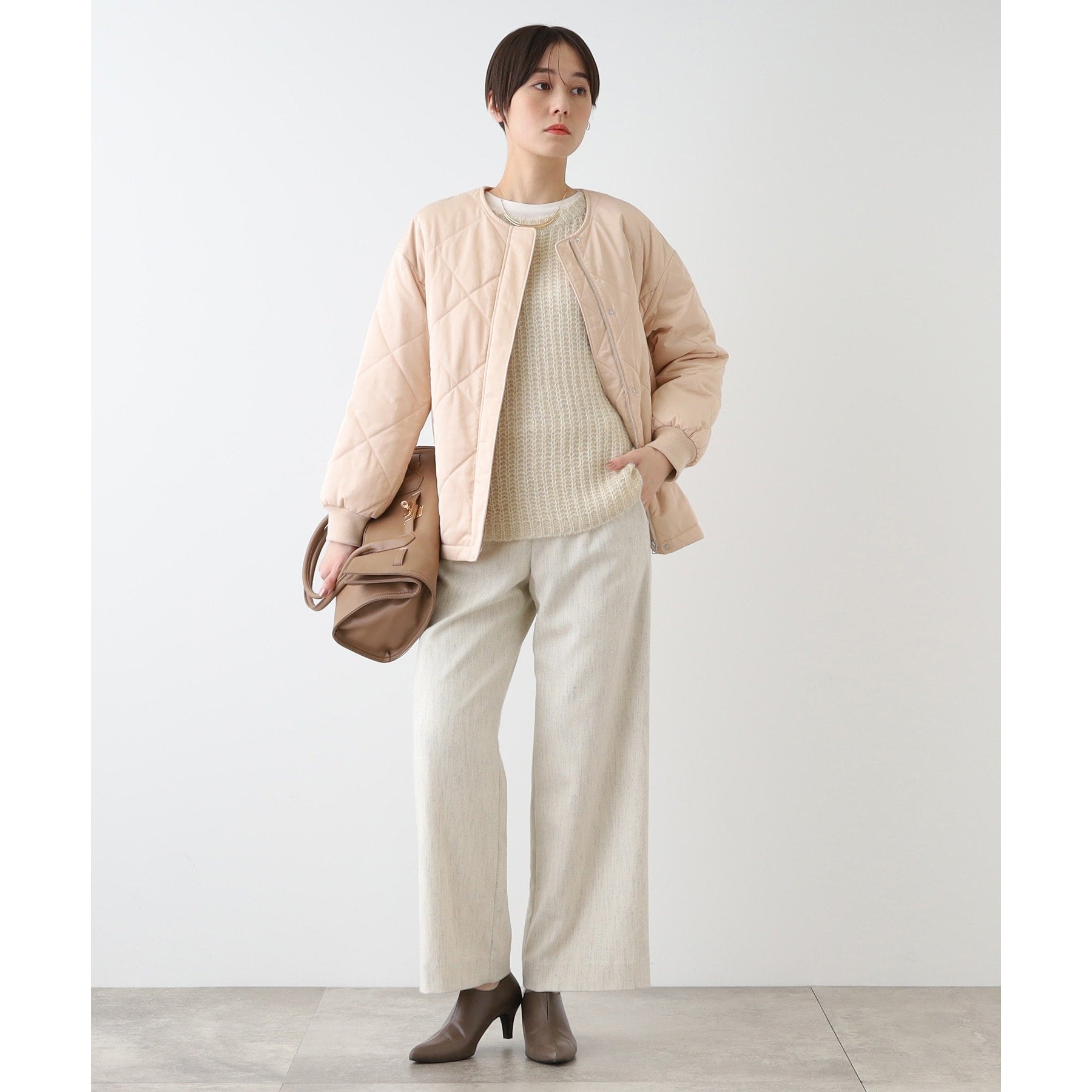 INDIVI INDIVI 【Water-repellent / UV Care】Mid-length Quilted Coat