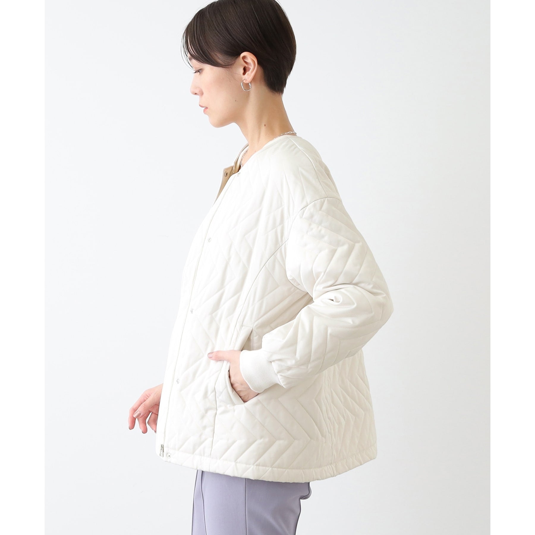 INDIVI INDIVI 【Water-repellent / UV Care】Mid-length Quilted Coat