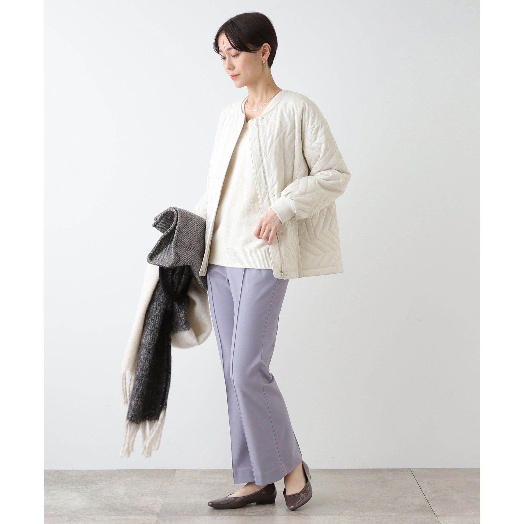 INDIVI INDIVI 【Water-repellent / UV Care】Mid-length Quilted Coat