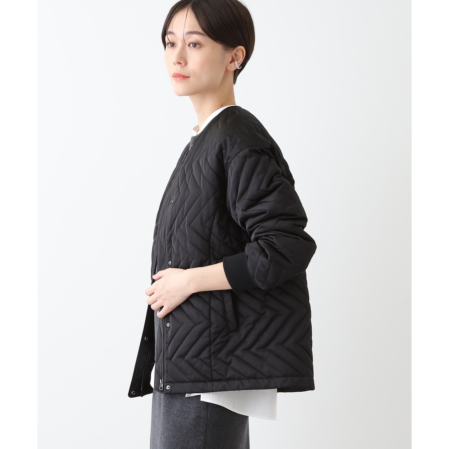 INDIVI INDIVI 【Water-repellent / UV Care】Mid-length Quilted Coat