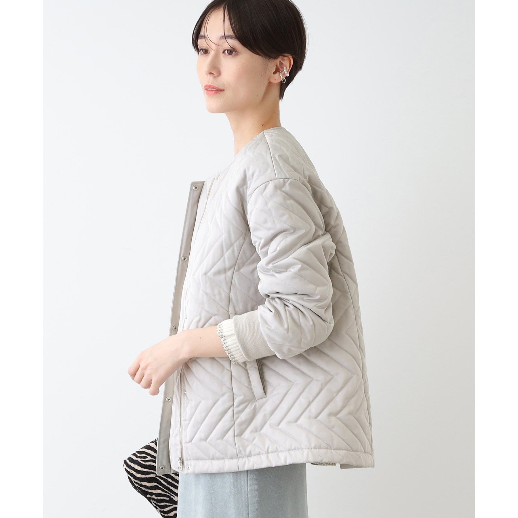 INDIVI INDIVI 【Water-repellent / UV Care】Mid-length Quilted Coat