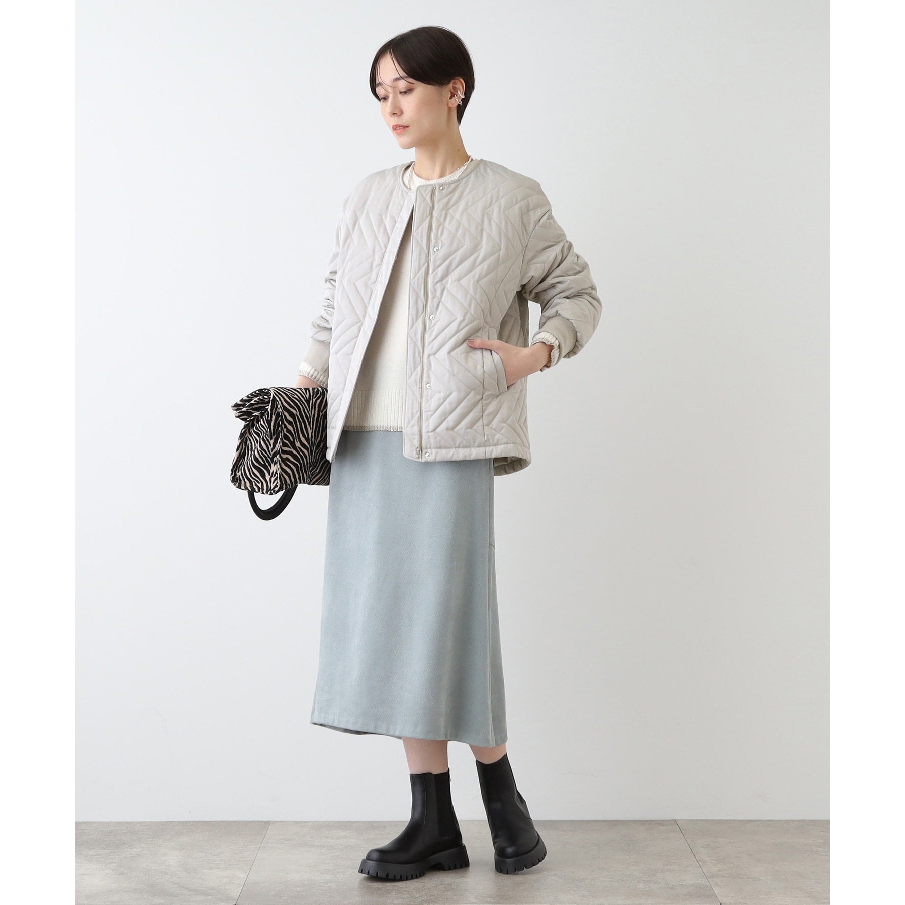 INDIVI INDIVI 【Water-repellent / UV Care】Mid-length Quilted Coat