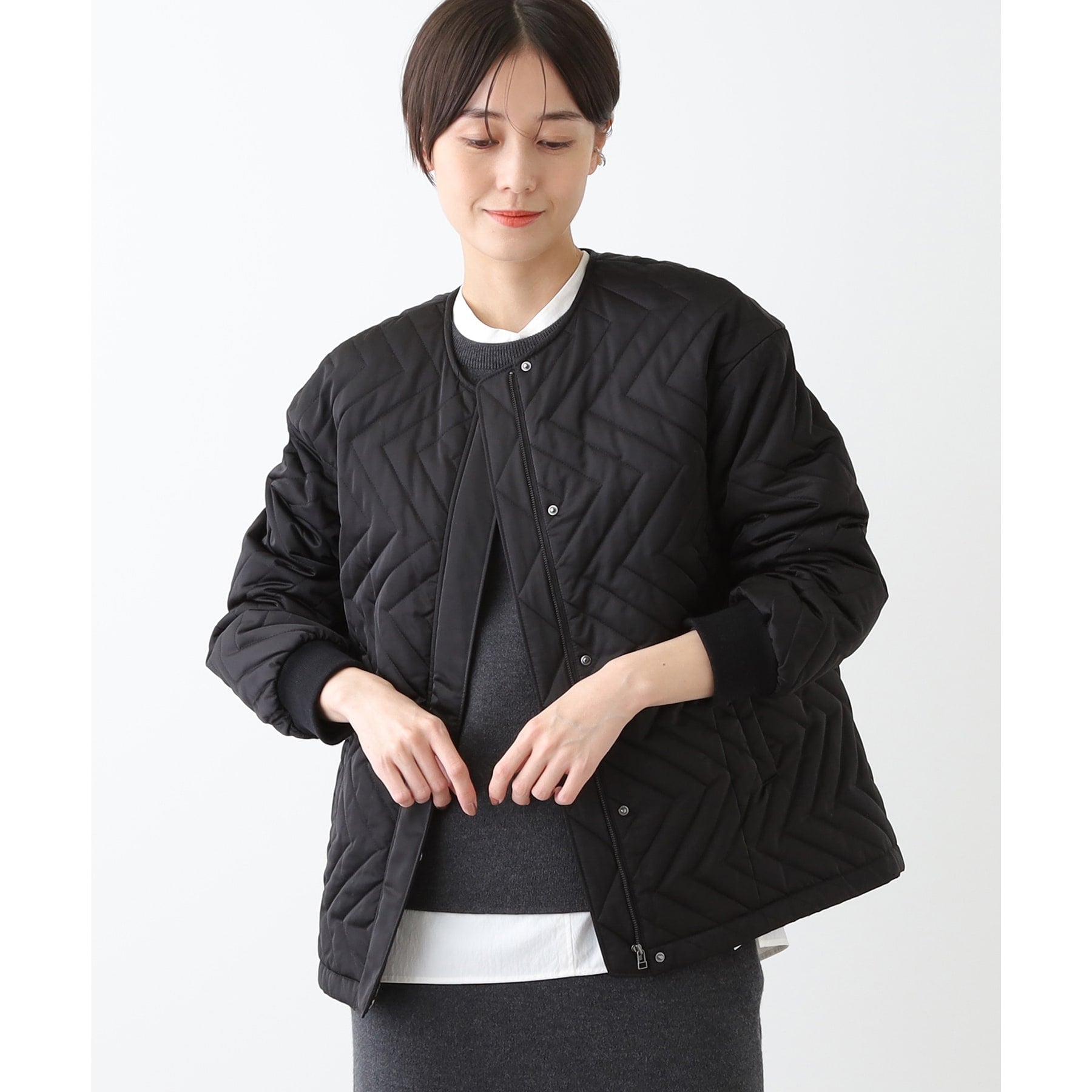 INDIVI INDIVI 【Water-repellent / UV Care】Mid-length Quilted Coat