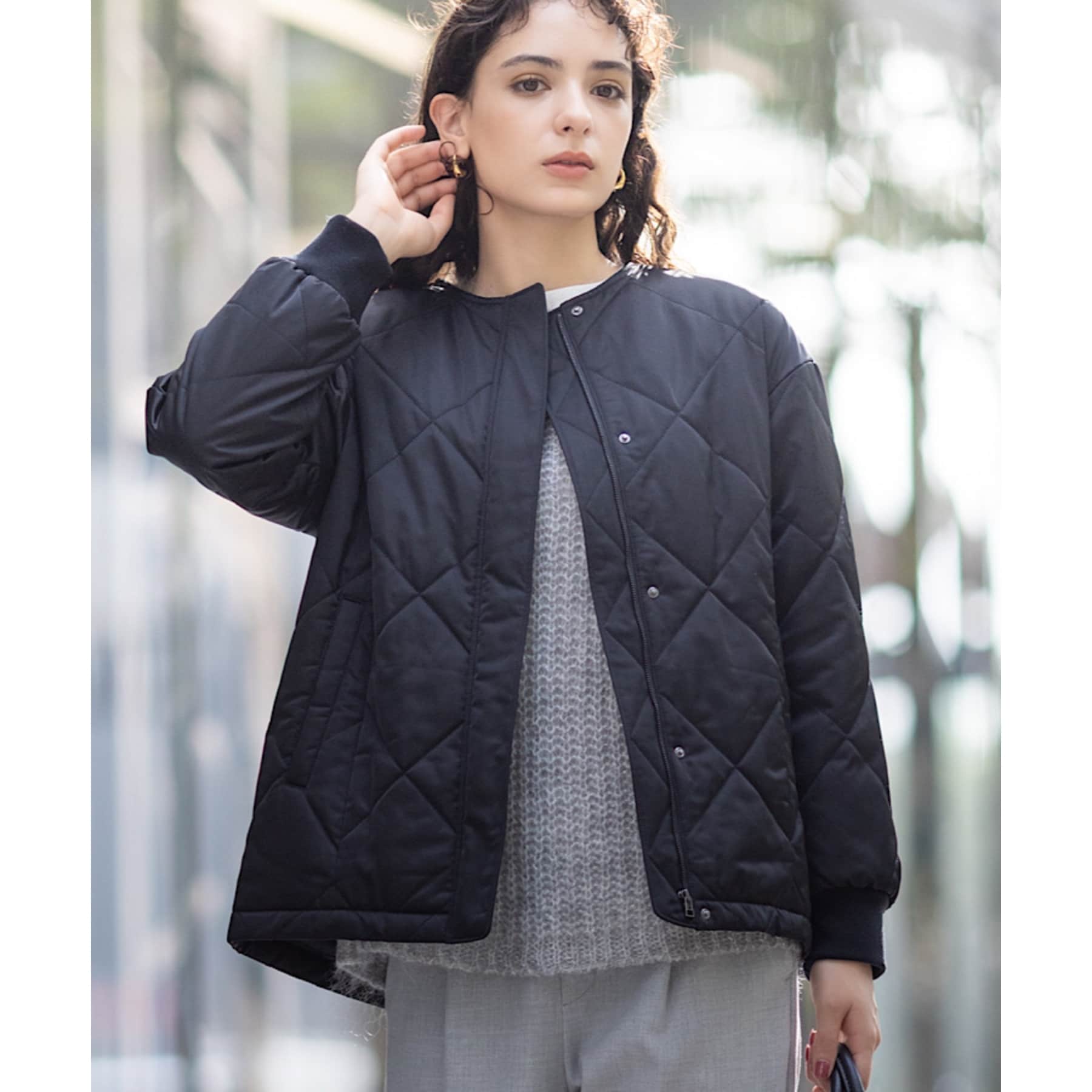 INDIVI INDIVI 【Water-repellent / UV Care】Mid-length Quilted Coat