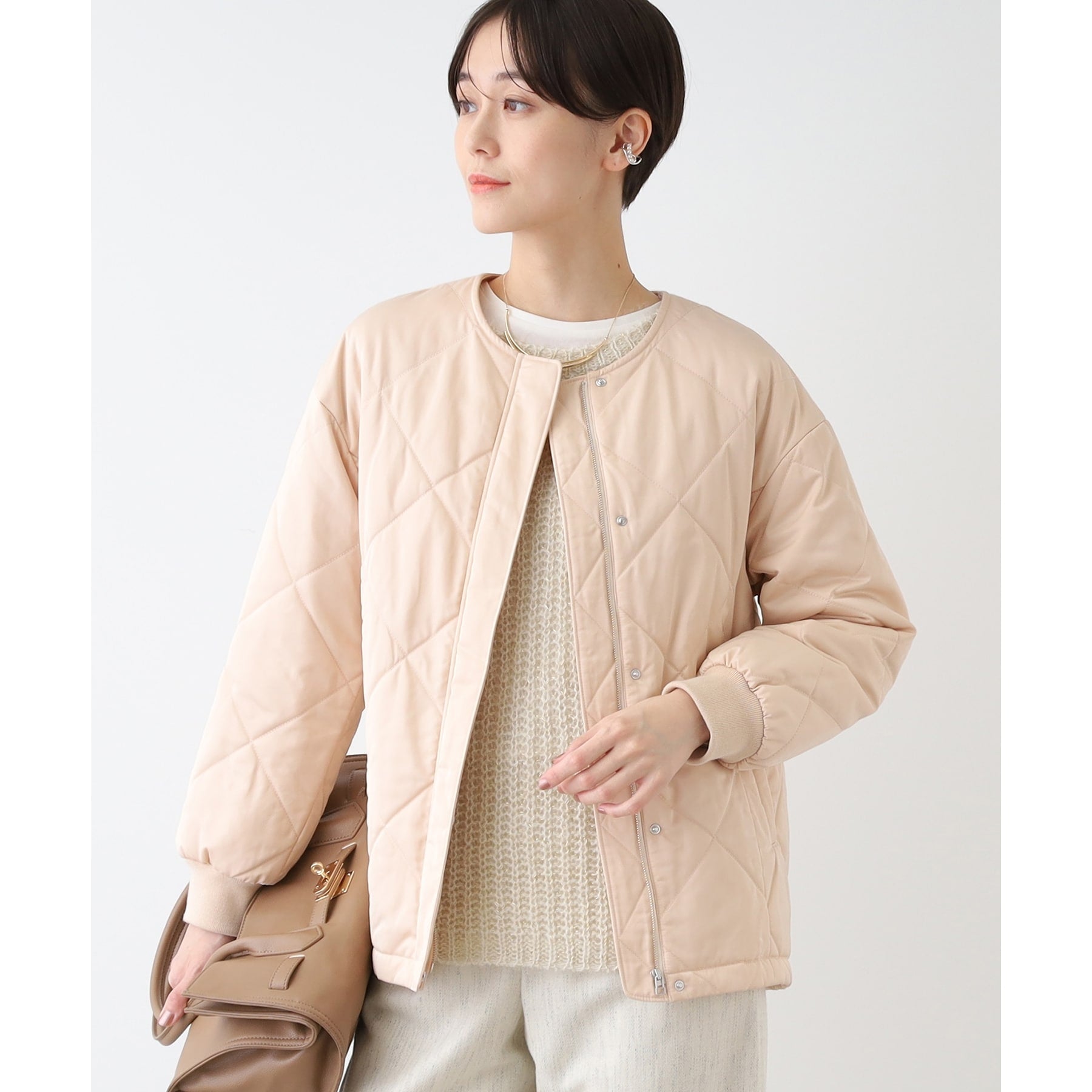 INDIVI INDIVI 【Water-repellent / UV Care】Mid-length Quilted Coat