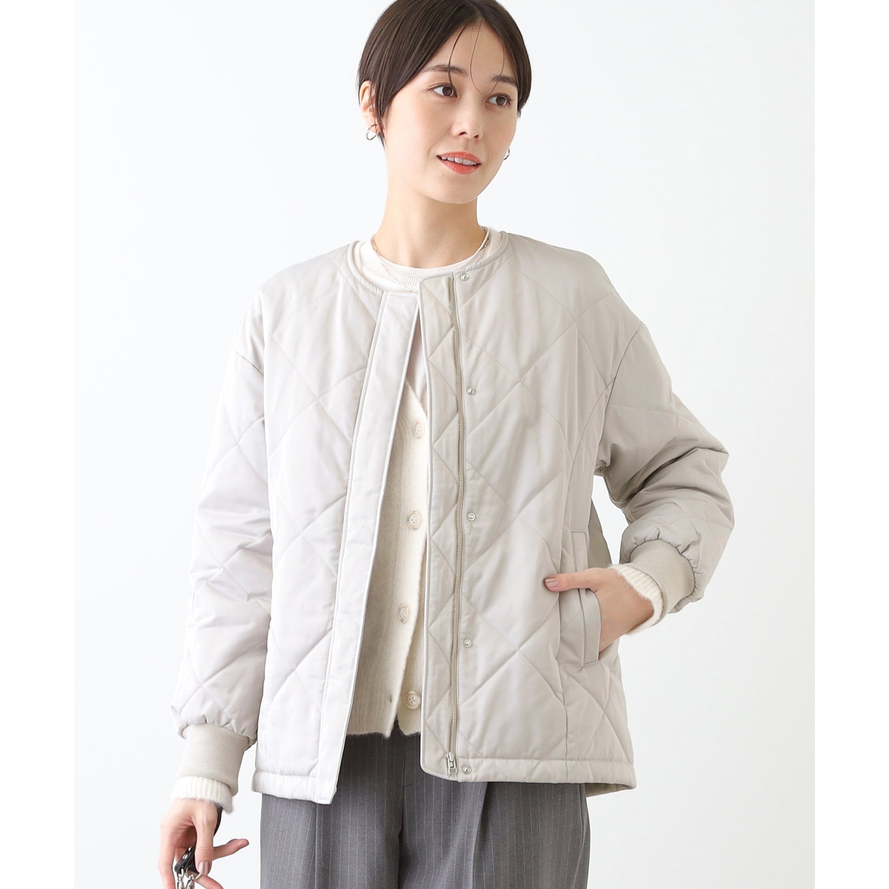 INDIVI INDIVI 【Water-repellent / UV Care】Mid-length Quilted Coat