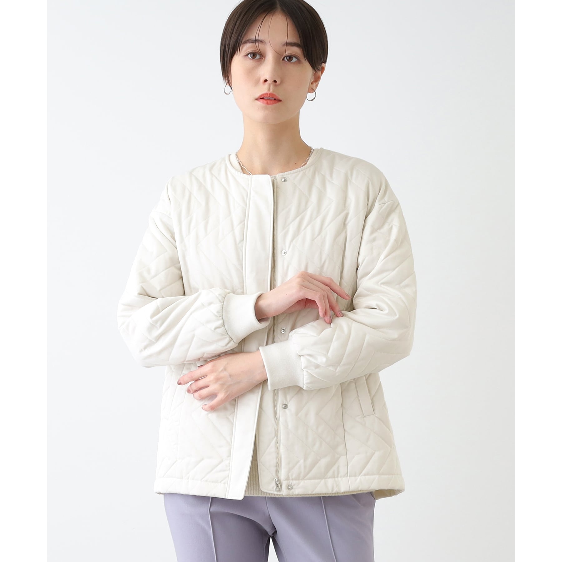 INDIVI INDIVI 【Water-repellent / UV Care】Mid-length Quilted Coat