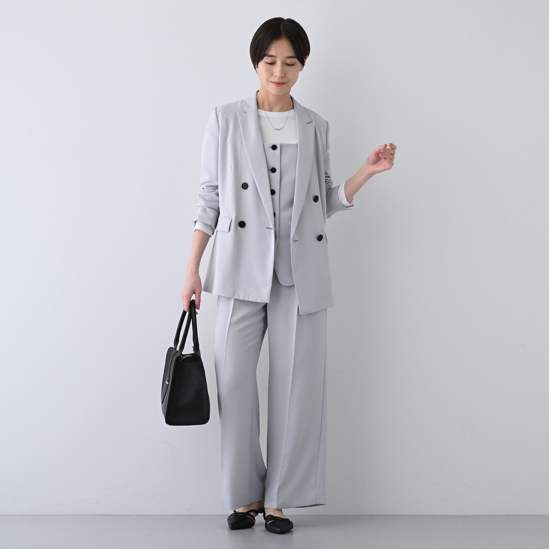 インディヴィ INDIVI 【こなれSETUP】ビスチェ風キャミトップス (ライトグレー(011)) ライトグレー(011)