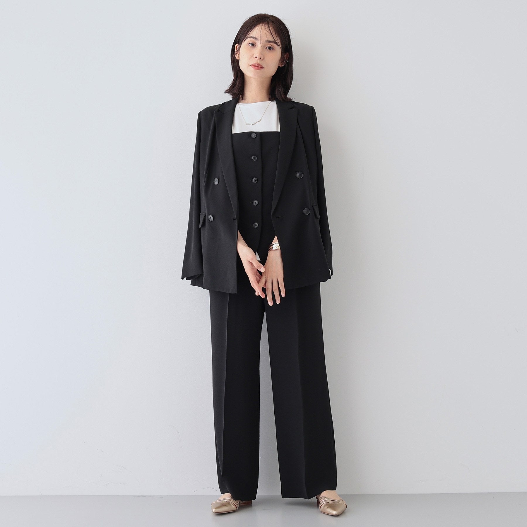 インディヴィ INDIVI 【こなれSETUP】ビスチェ風キャミトップス (ライトグレー(011)) ライトグレー(011)