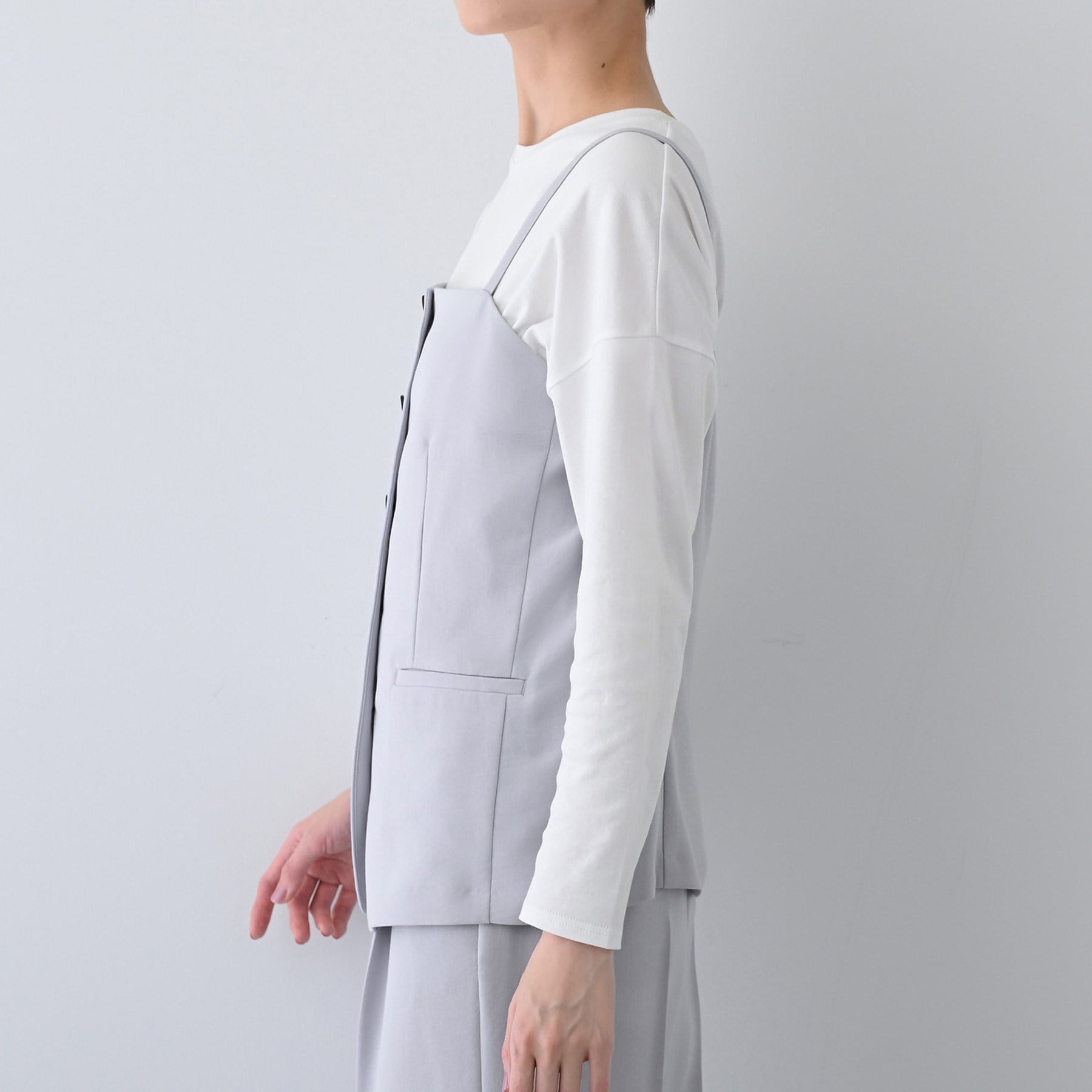 インディヴィ INDIVI 【こなれSETUP】ビスチェ風キャミトップス (ライトグレー(011)) ライトグレー(011)