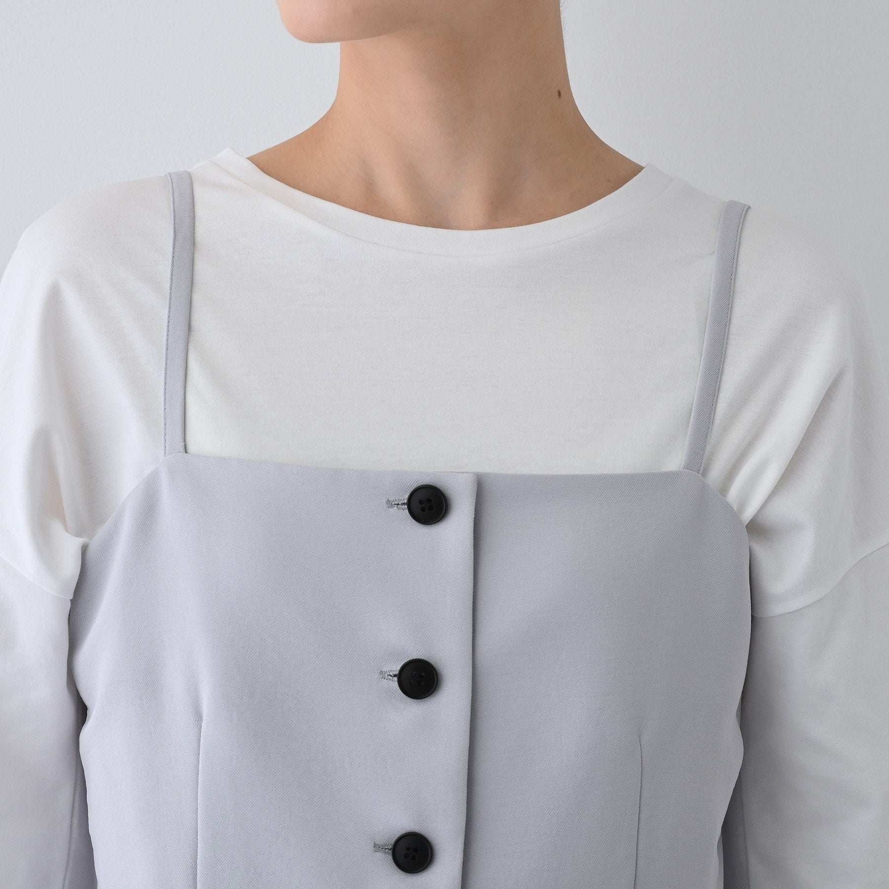 インディヴィ INDIVI 【こなれSETUP】ビスチェ風キャミトップス (ライトグレー(011)) ライトグレー(011)