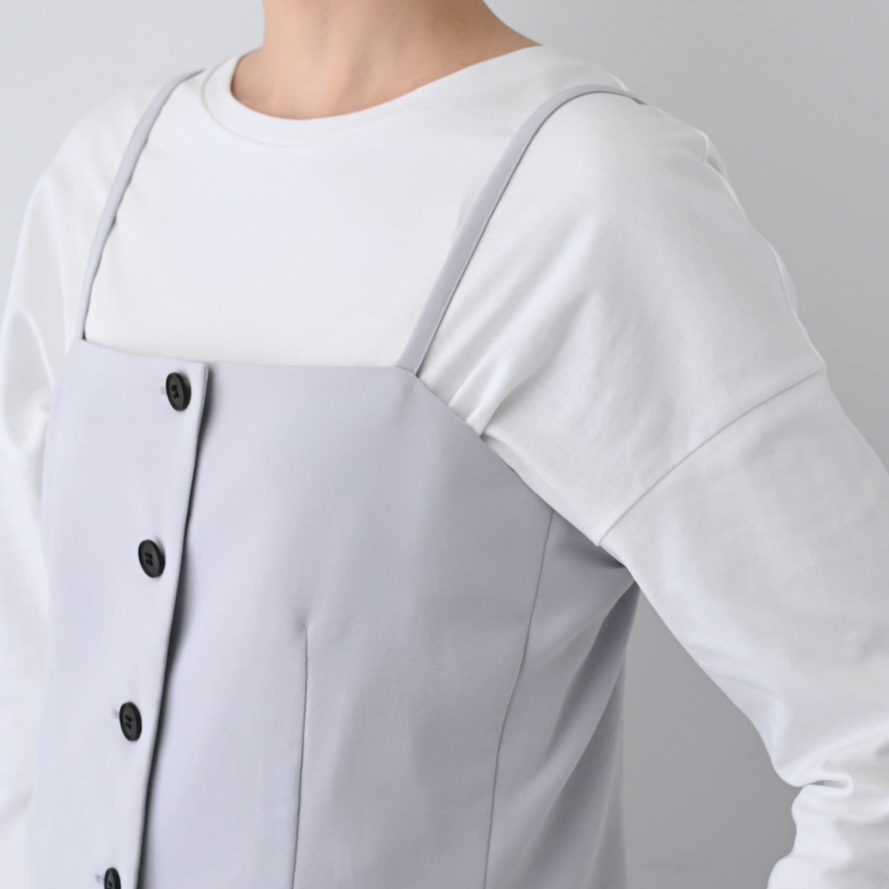 インディヴィ INDIVI 【こなれSETUP】ビスチェ風キャミトップス (ライトグレー(011)) ライトグレー(011)