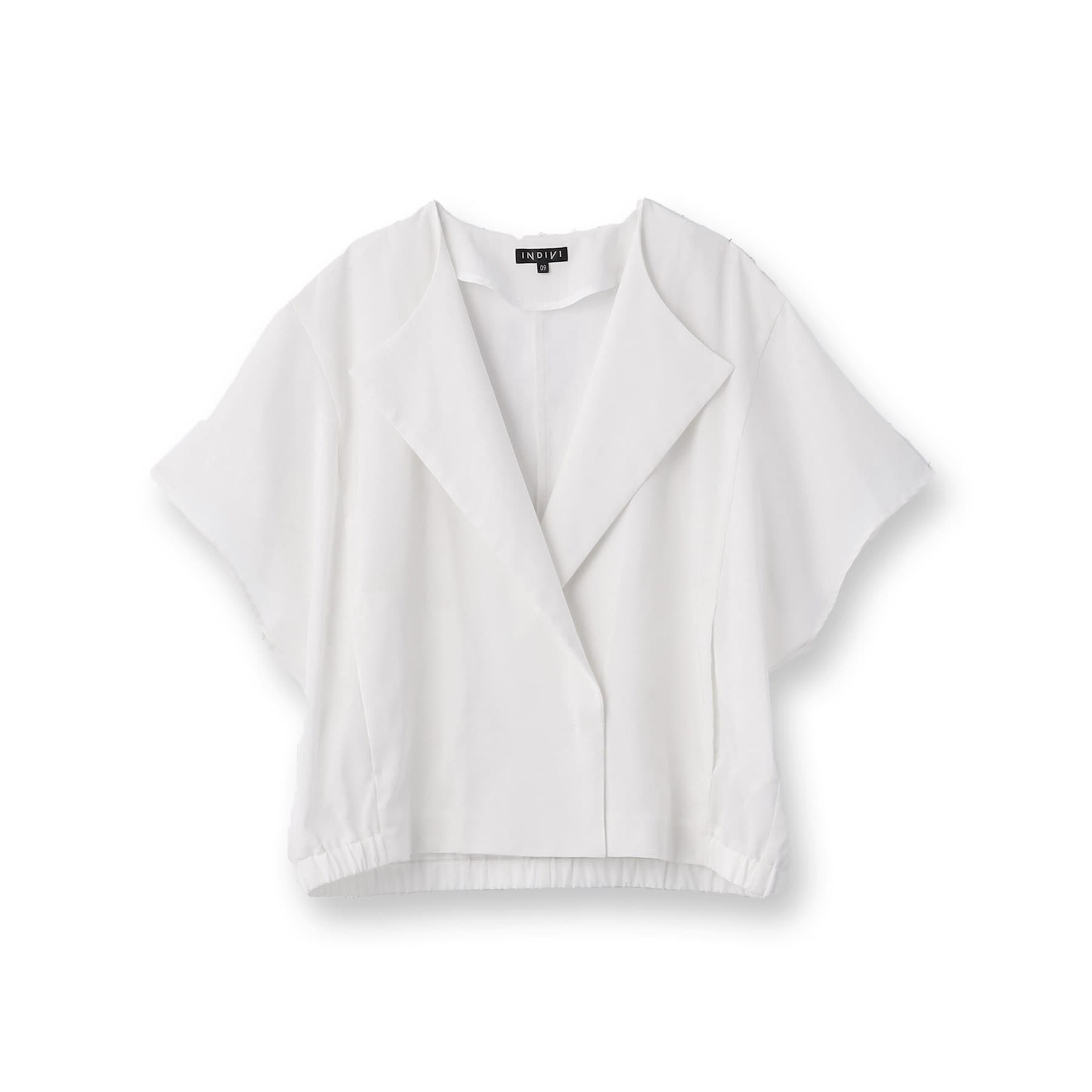 インディヴィ INDIVI 【撥水/接触冷感/UVケア】フレンチスリーブ ブラウスライクジャケット (ブラウン(043)) ブラウン(043)