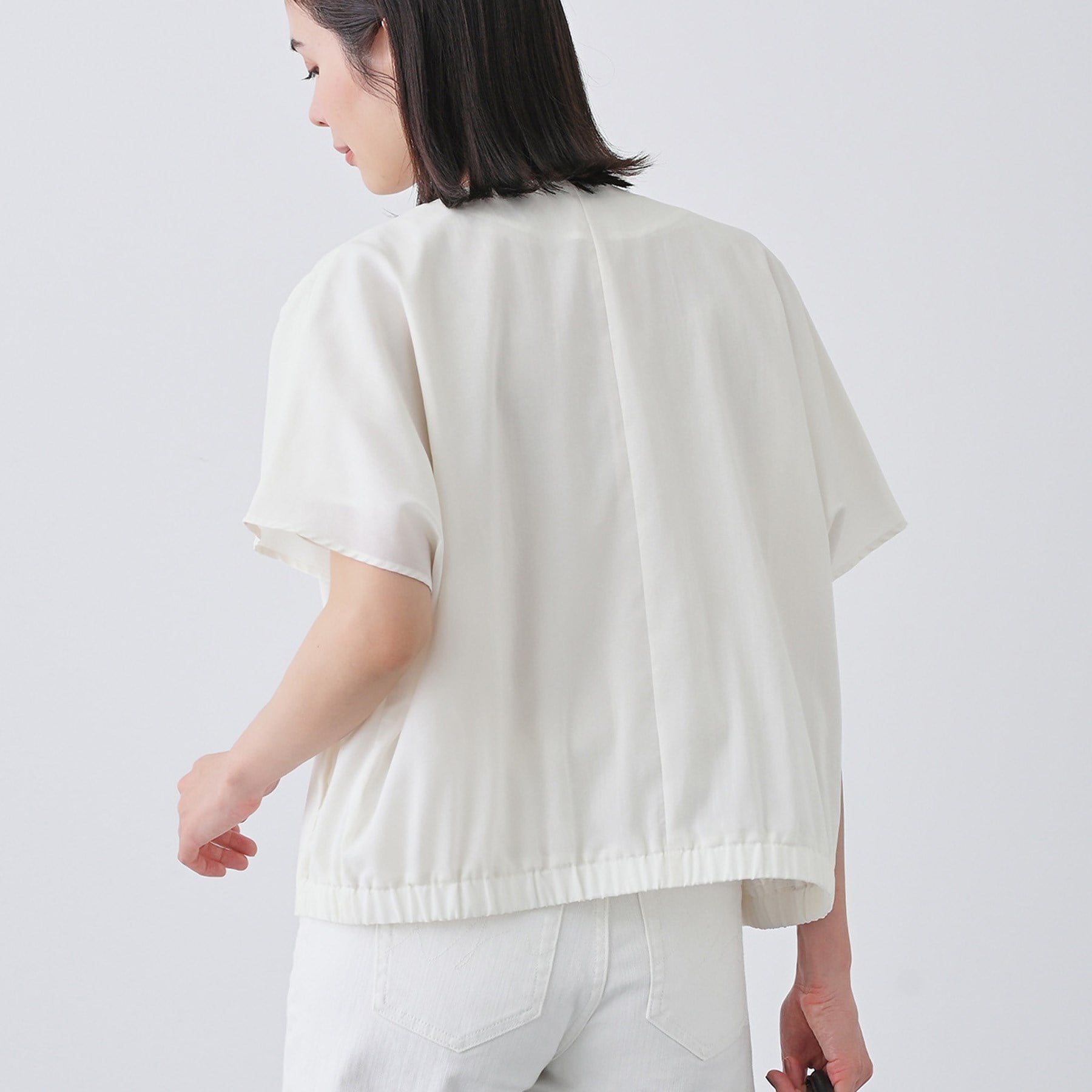 インディヴィ INDIVI 【撥水/接触冷感/UVケア】フレンチスリーブ ブラウスライクジャケット (ブラウン(043)) ブラウン(043)