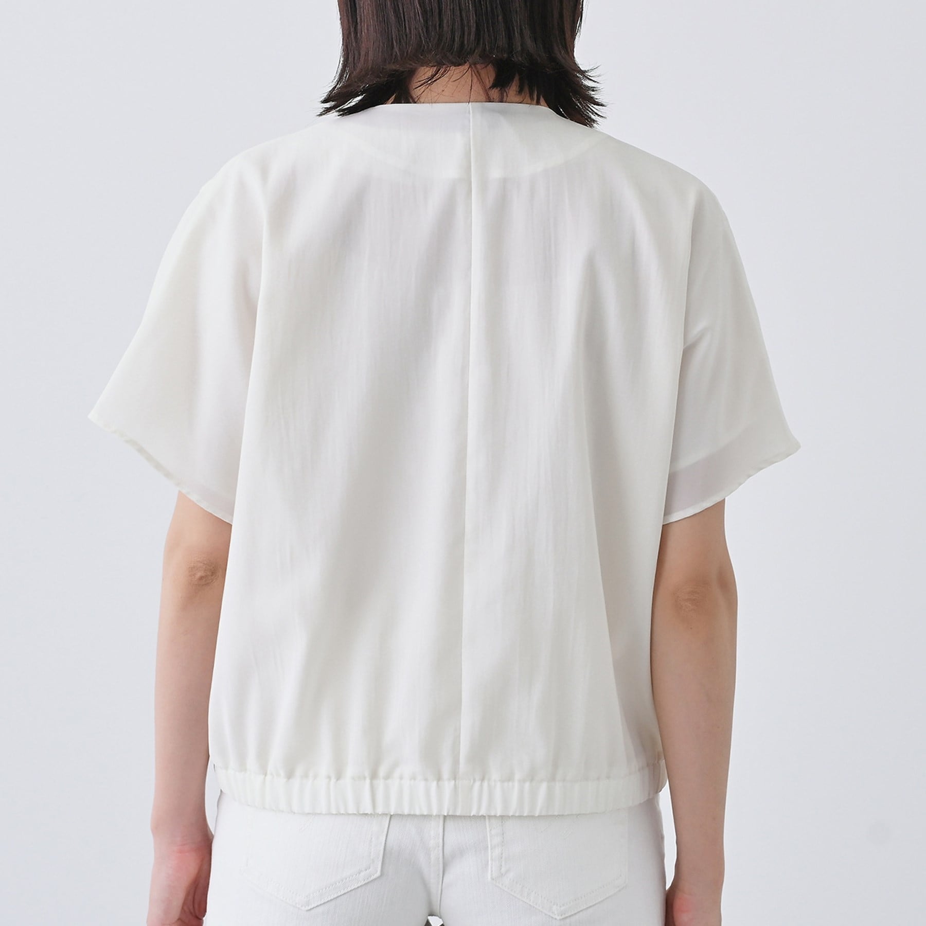 インディヴィ INDIVI 【撥水/接触冷感/UVケア】フレンチスリーブ ブラウスライクジャケット (ブラウン(043)) ブラウン(043)