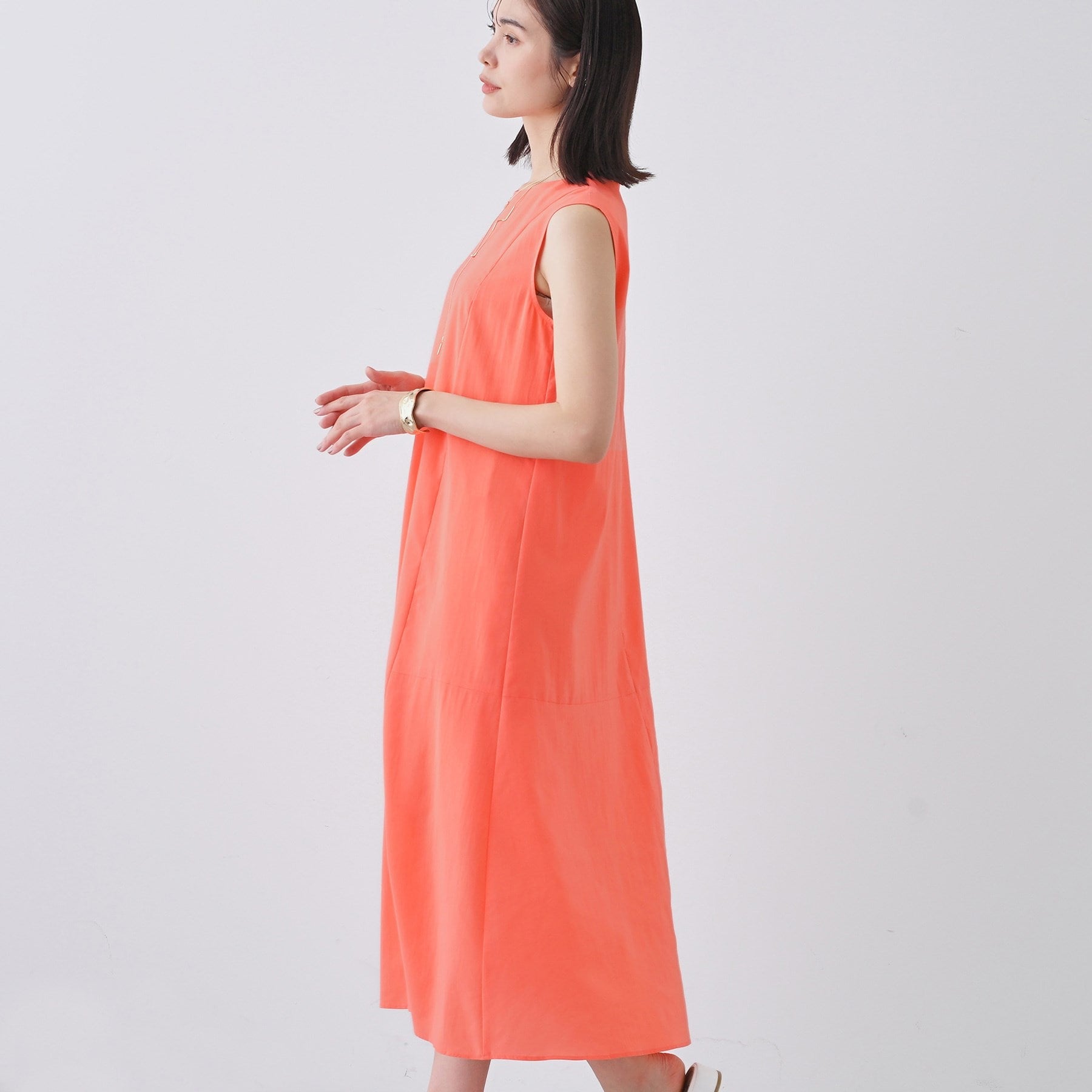 インディヴィ INDIVI 【撥水/接触冷感/UVケア】フレアワンピース (ブラウン(043)) ブラウン(043)