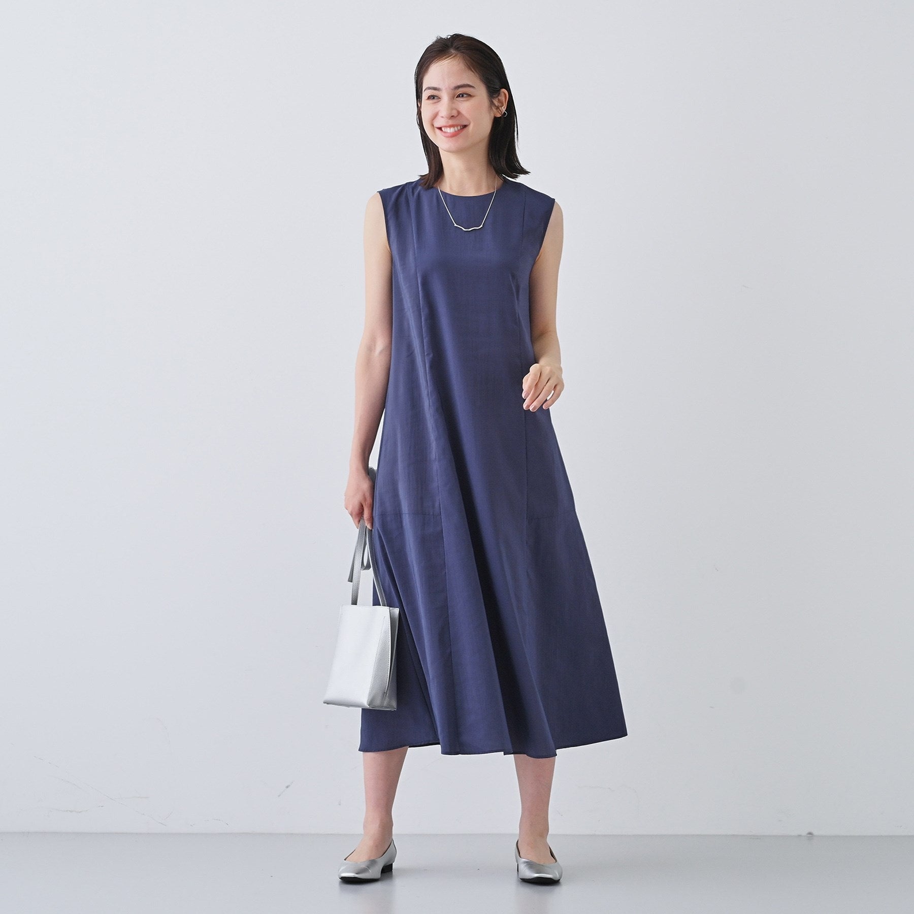 インディヴィ INDIVI 【撥水/接触冷感/UVケア】フレアワンピース (ブラウン(043)) ブラウン(043)