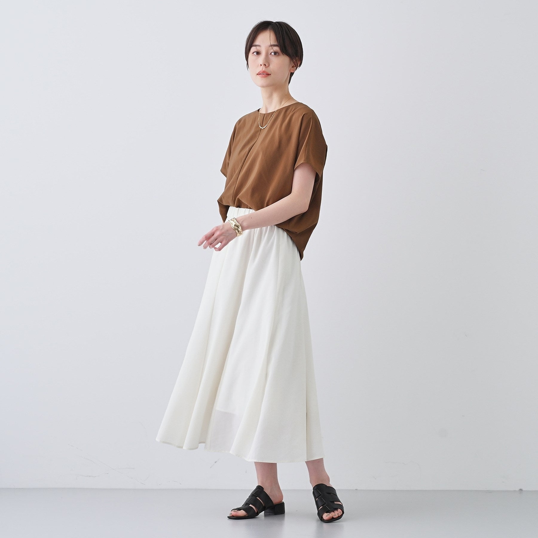 インディヴィ INDIVI 【撥水/接触冷感/UVケア】ナローフレアスカート (オフホワイト(003)) オフホワイト(003)