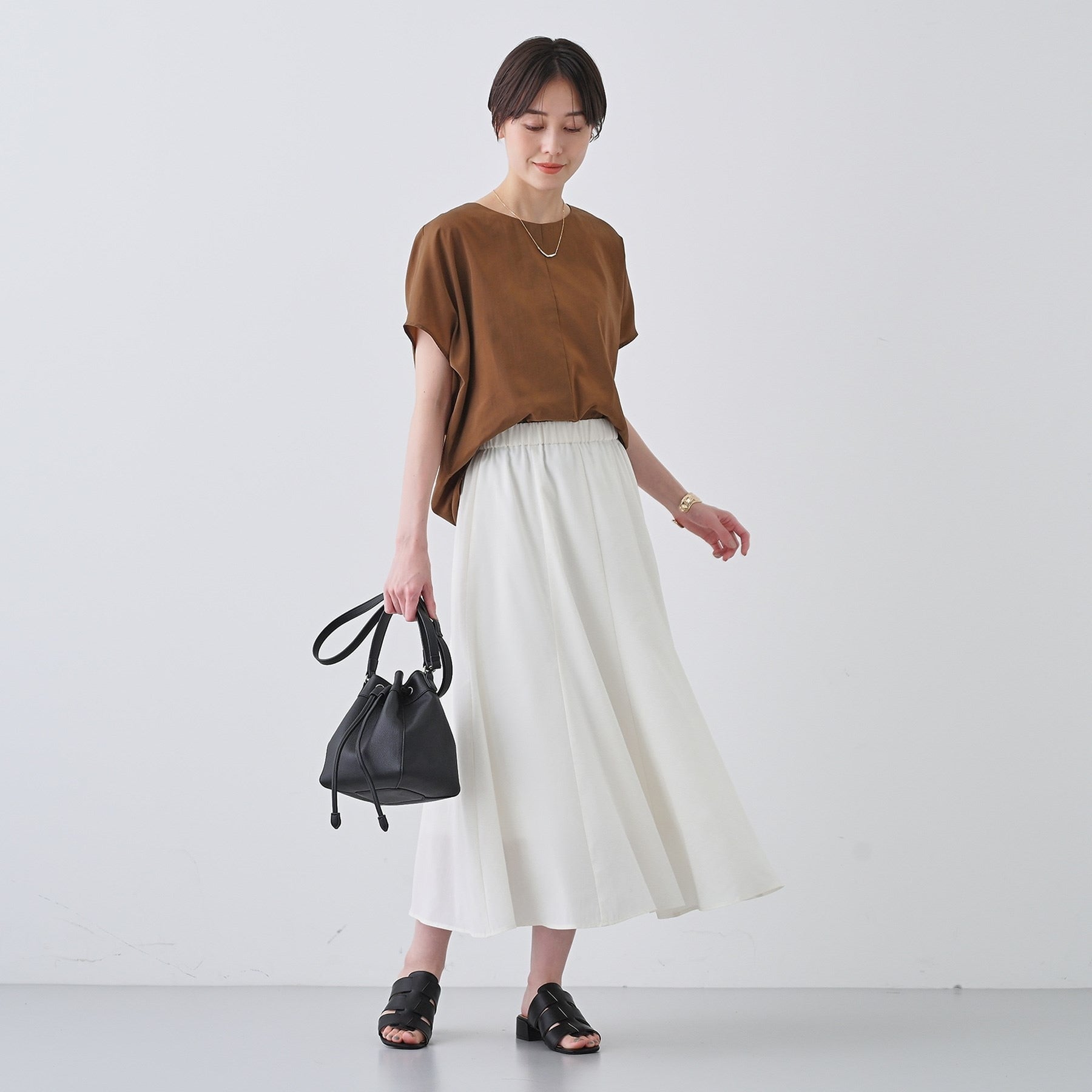 インディヴィ INDIVI 【撥水/接触冷感/UVケア】ナローフレアスカート (オフホワイト(003)) オフホワイト(003)