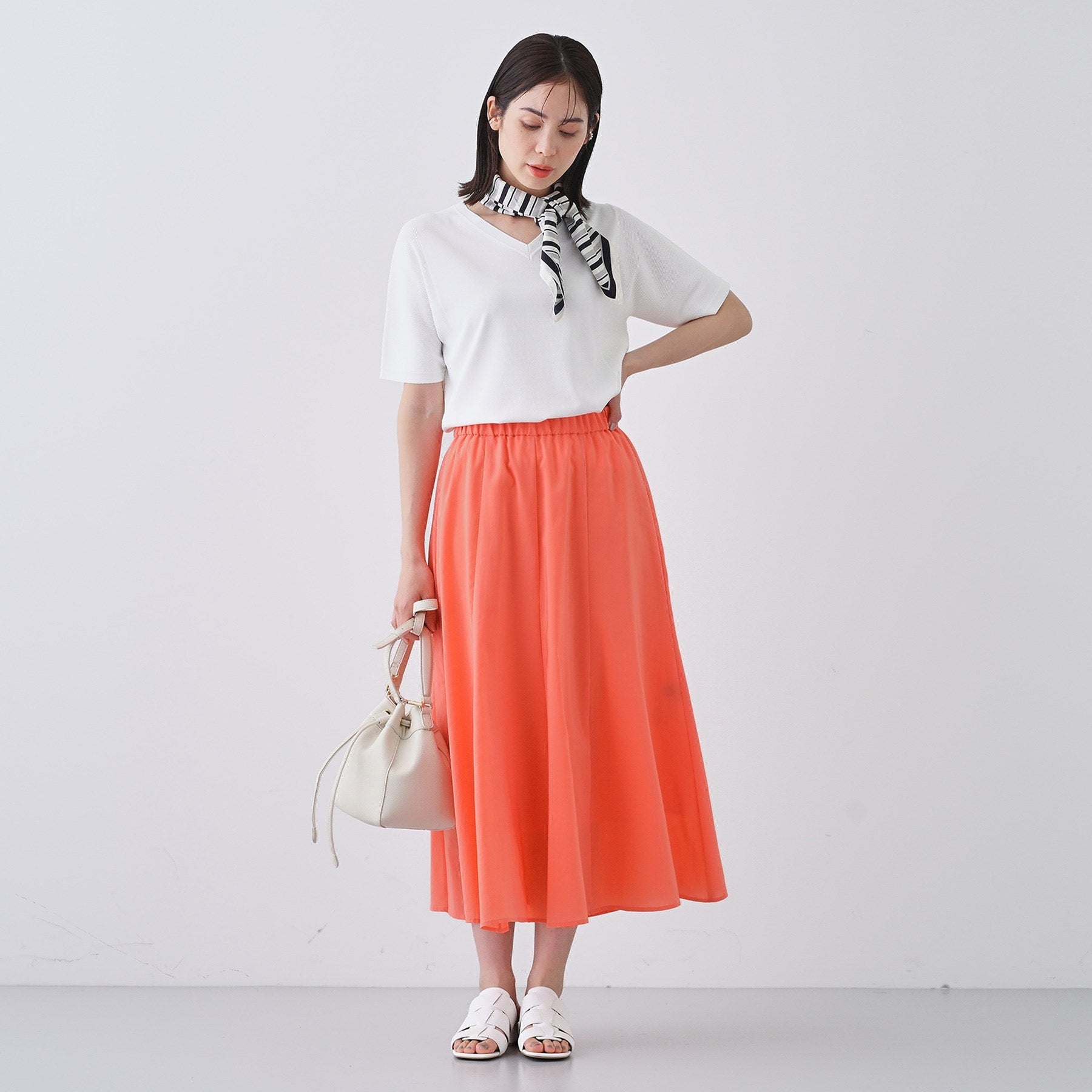 インディヴィ INDIVI 【撥水/接触冷感/UVケア】ナローフレアスカート (オフホワイト(003)) オフホワイト(003)