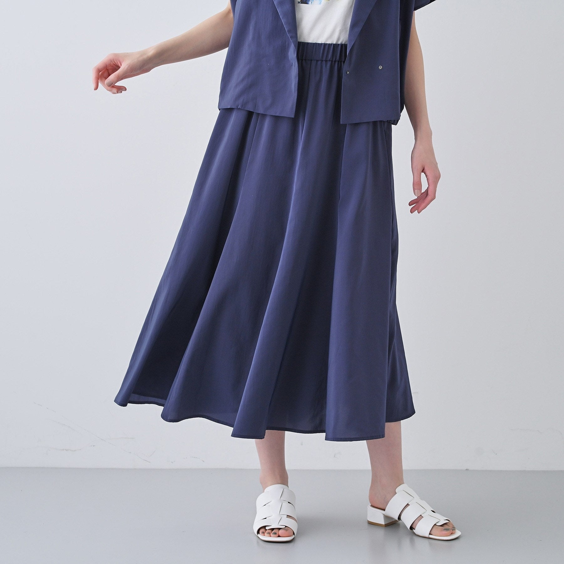 インディヴィ INDIVI 【撥水/接触冷感/UVケア】ナローフレアスカート (オフホワイト(003)) オフホワイト(003)