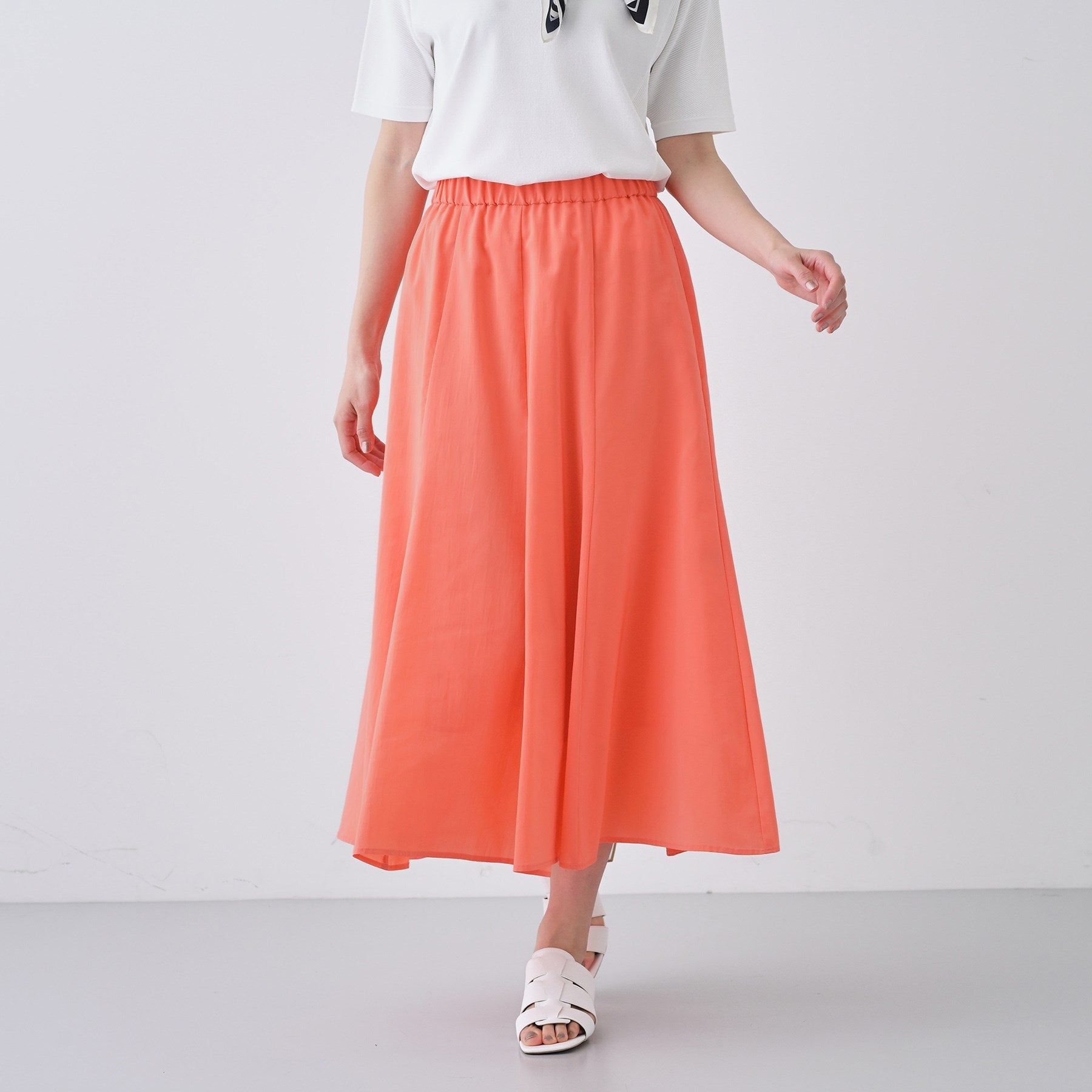 インディヴィ INDIVI 【撥水/接触冷感/UVケア】ナローフレアスカート (オレンジ(067)) オレンジ(067)