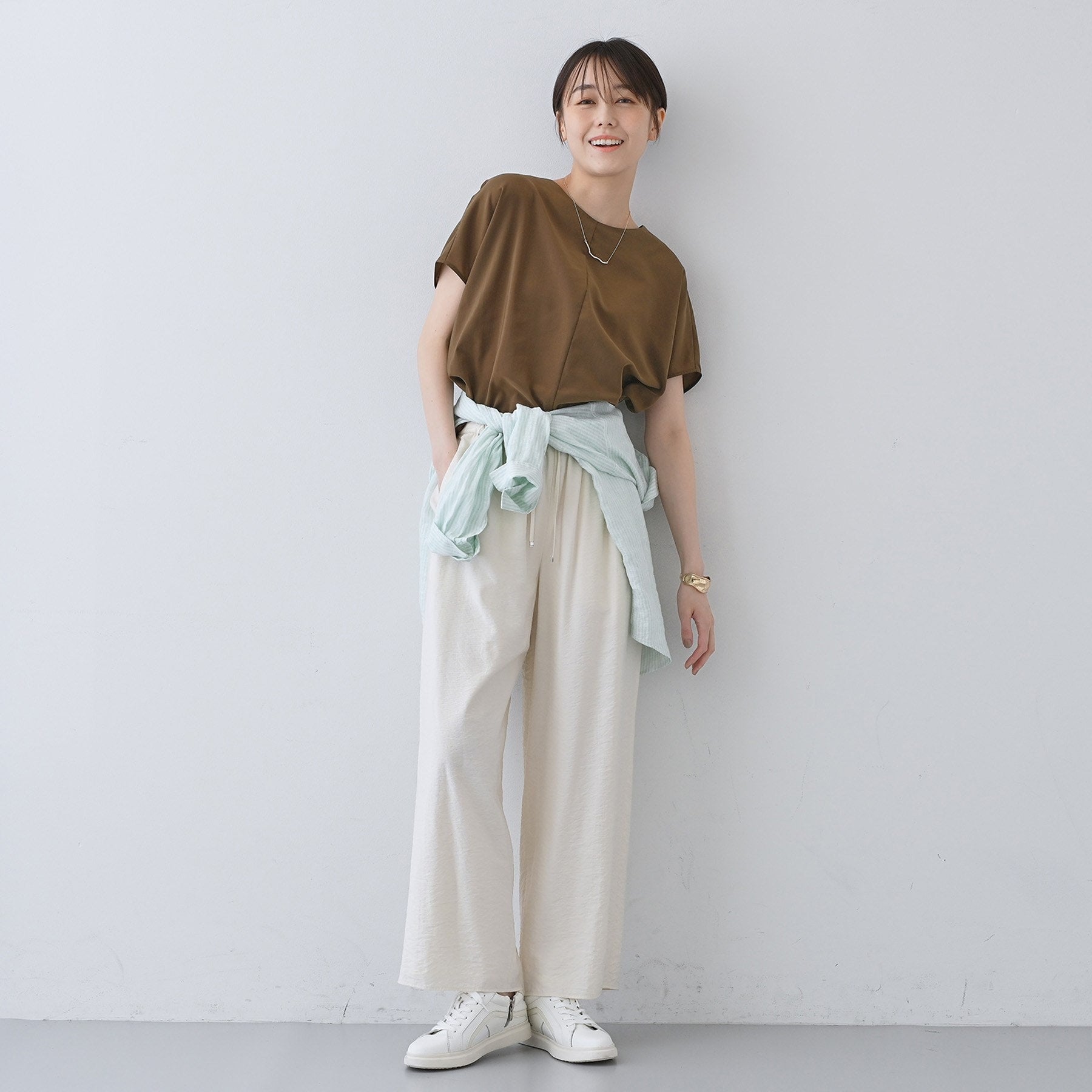 インディヴィ INDIVI 【撥水/接触冷感/UVケア】ドルマンスリーブブラウス (ブラウン(043)) ブラウン(043)