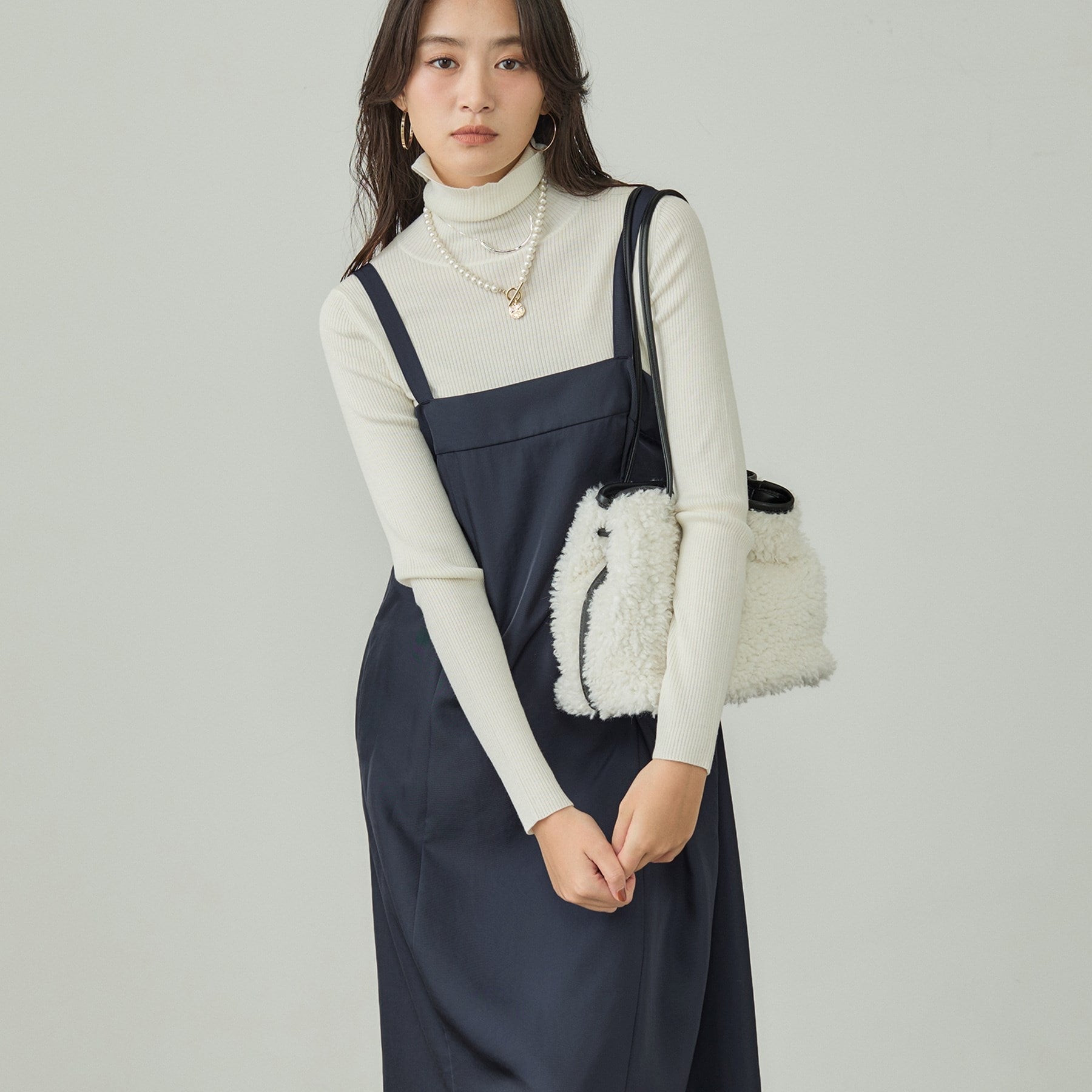 インディヴィ INDIVI 【洗える/UVケア】スリップワンピース (ネイビー(094)) ネイビー(094)