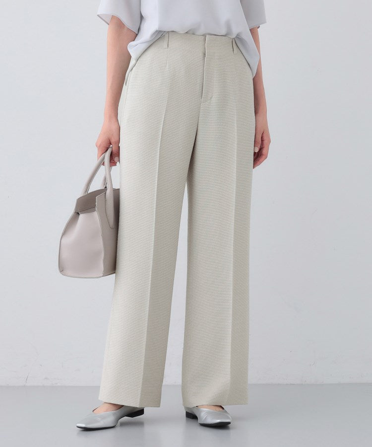 インディヴィ INDIVI 【日本製/SETUP可能】トリアセテート混ワイドパンツ (ライトグレー(011)) ライトグレー(011)