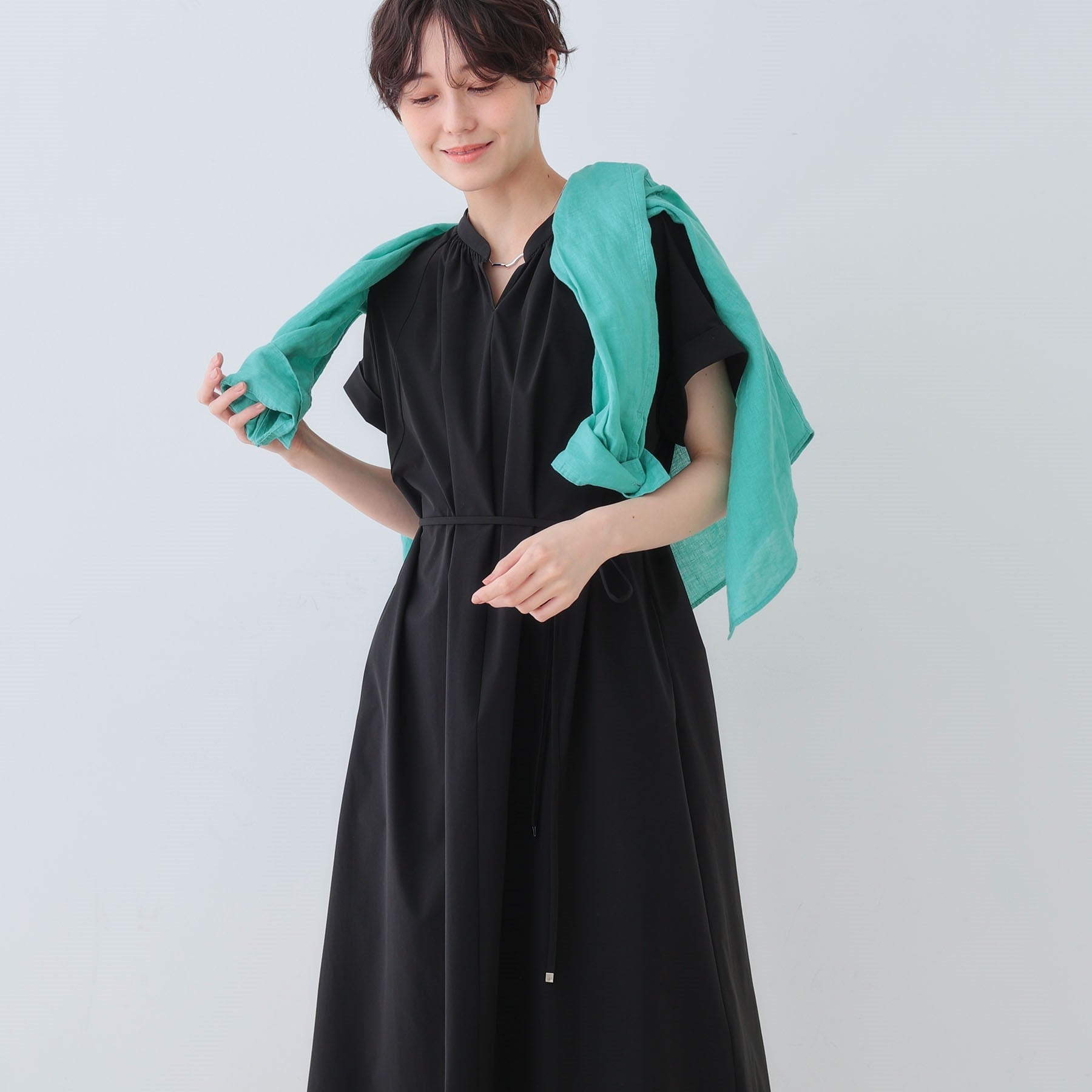 インディヴィ INDIVI 【撥水/UV/接触冷感】アクティブワンピース (ブラック(019)) ブラック(019)