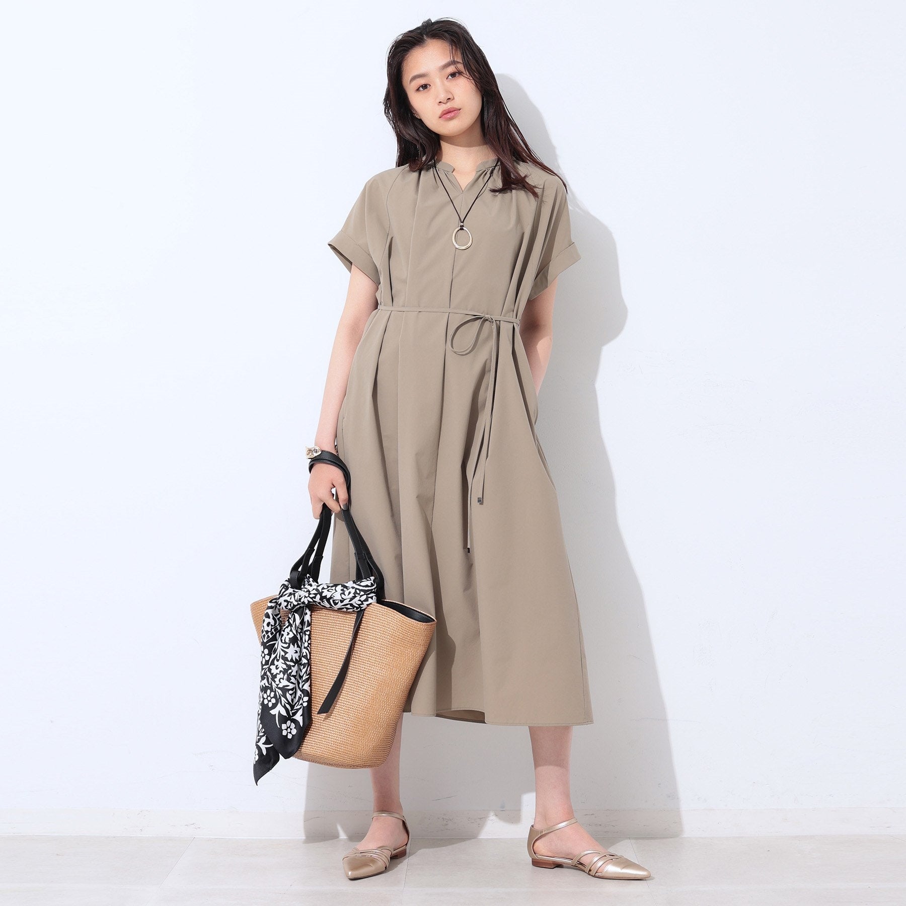 インディヴィ INDIVI 【撥水/UV/接触冷感】アクティブワンピース (ブラック(019)) ブラック(019)