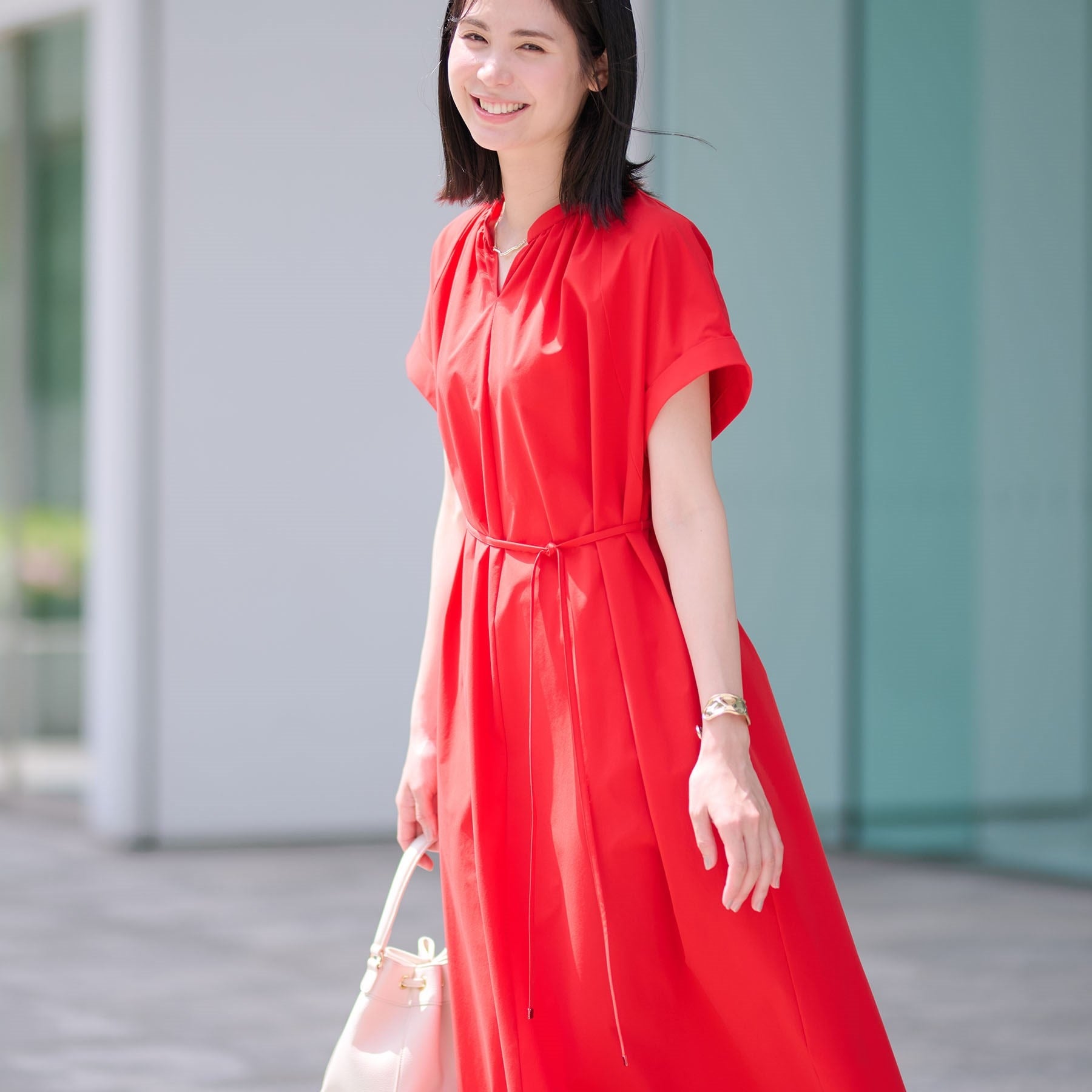 インディヴィ INDIVI 【撥水/UV/接触冷感】アクティブワンピース (レッド(062)) レッド(062)