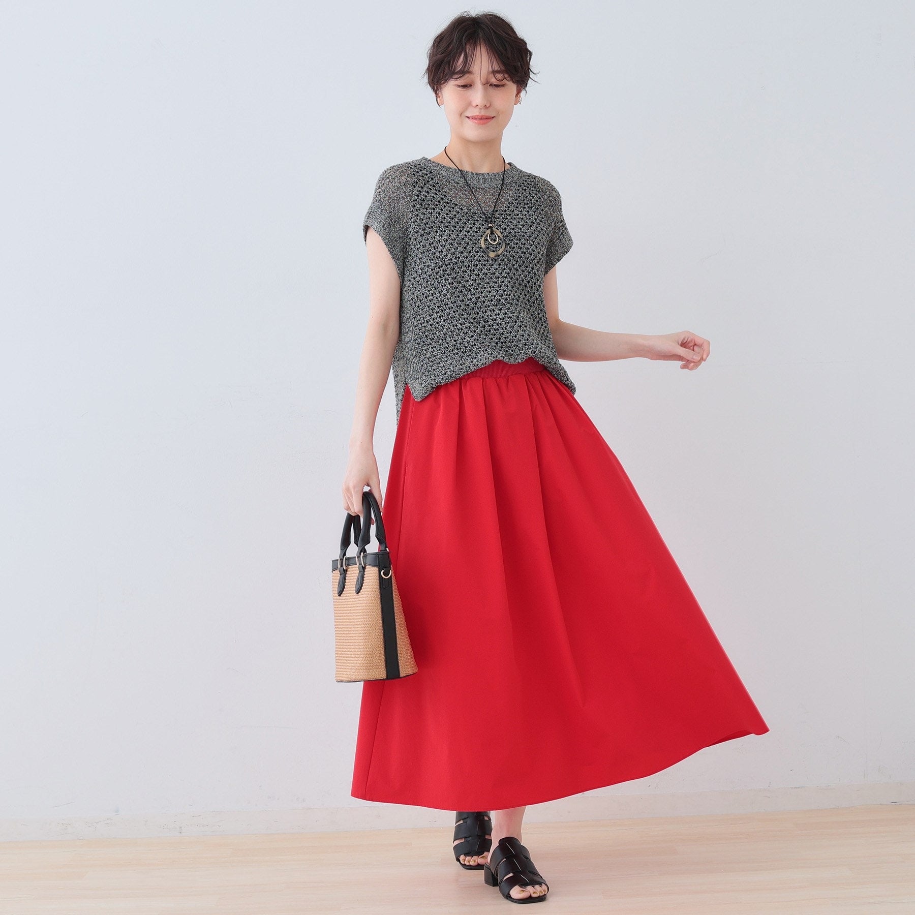 インディヴィ INDIVI 【撥水/UVケア/SETUP可能】アクティブスカート (オリーブグリーン(026)) オリーブグリーン(026)