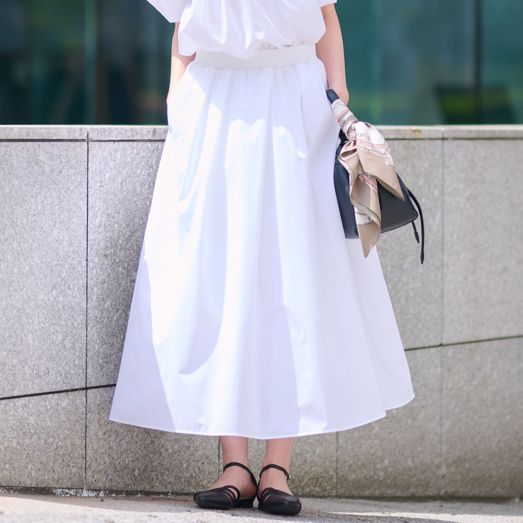 インディヴィ INDIVI 【撥水/UVケア/SETUP可能】アクティブスカート (ホワイト(001)) ホワイト(001)