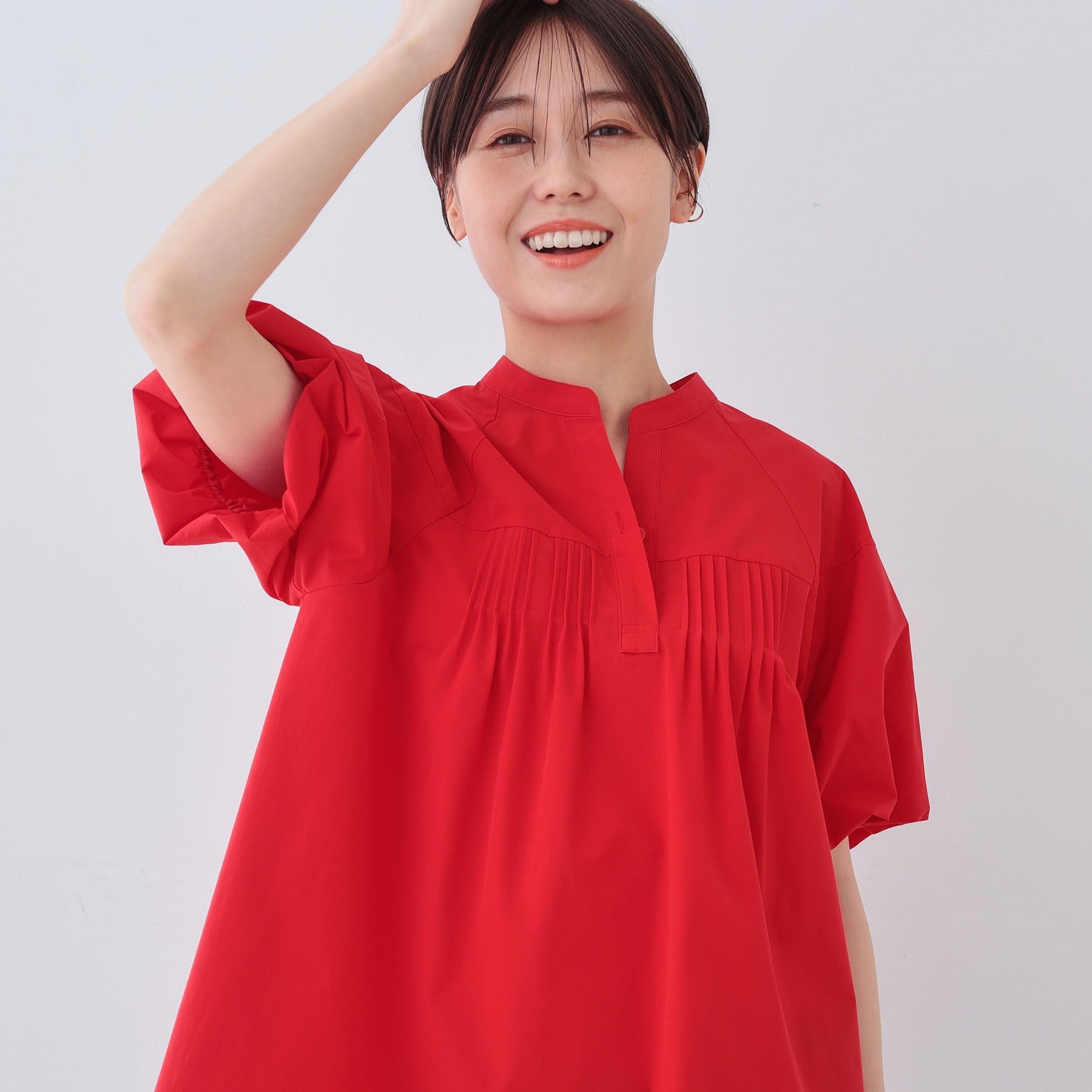 インディヴィ INDIVI 【撥水/UV/SETUP可能】アクティブブラウス (レッド(062)) レッド(062)