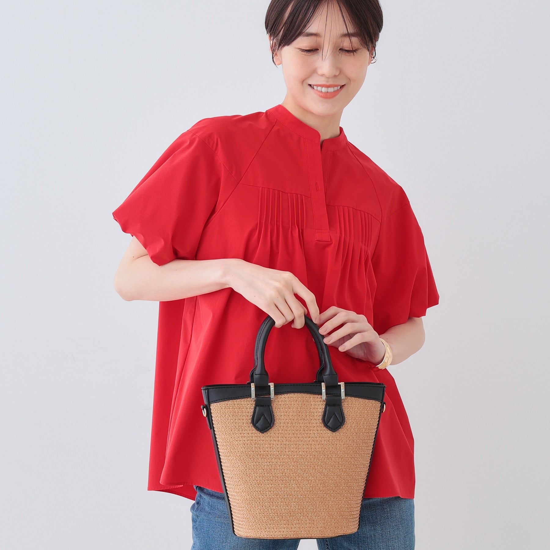 インディヴィ INDIVI 【撥水/UV/SETUP可能】アクティブブラウス (レッド(062)) レッド(062)