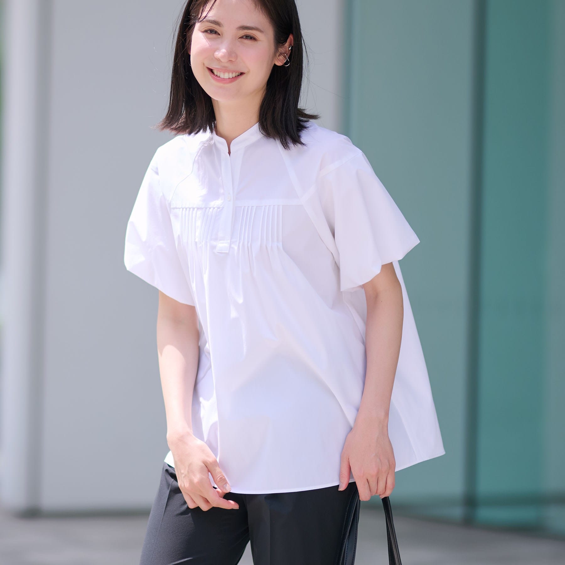 インディヴィ INDIVI 【撥水/UV/SETUP可能】アクティブブラウス (ホワイト(001)) ホワイト(001)