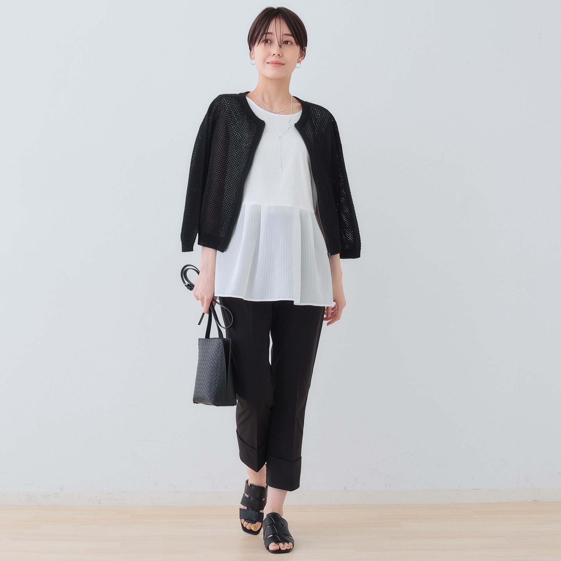 インディヴィ INDIVI 【撥水/UV/SETUP可能】アクティブパンツ (ブラック(019)) ブラック(019)