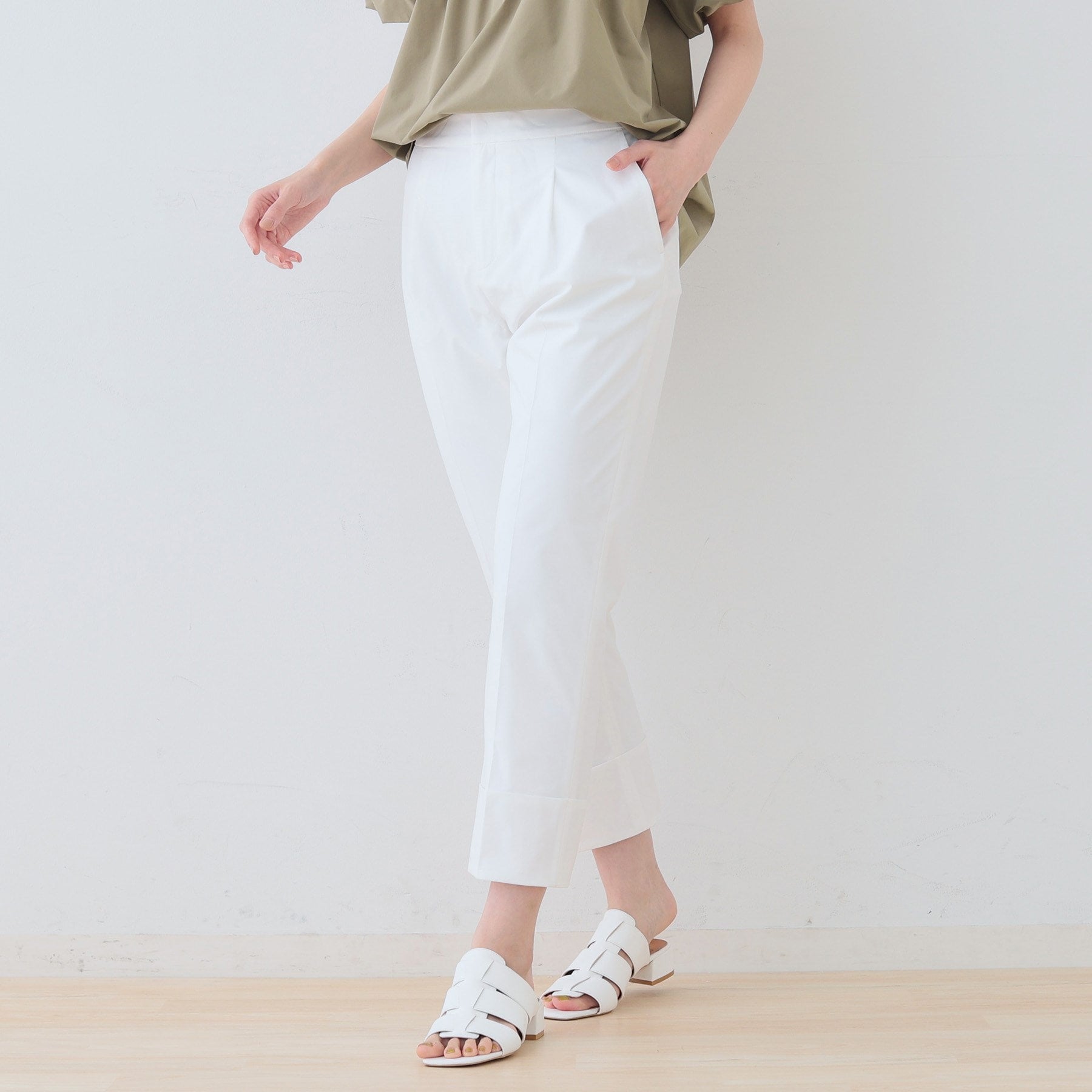 インディヴィ INDIVI 【撥水/UV/SETUP可能】アクティブパンツ (ホワイト(001)) ホワイト(001)