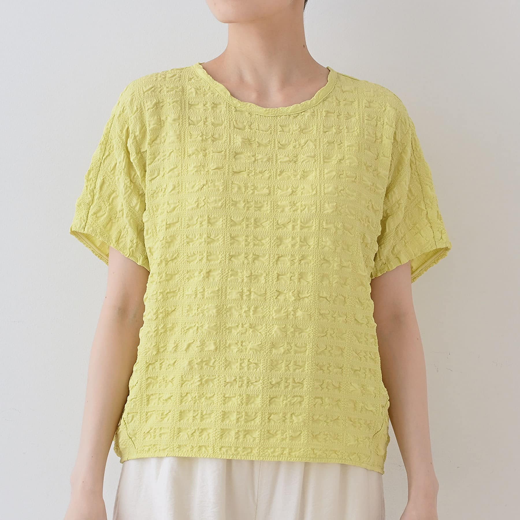 インディヴィ INDIVI 【洗える/凹凸素材/UVケア】コンパクトトップス (ブラック(019)) ブラック(019)