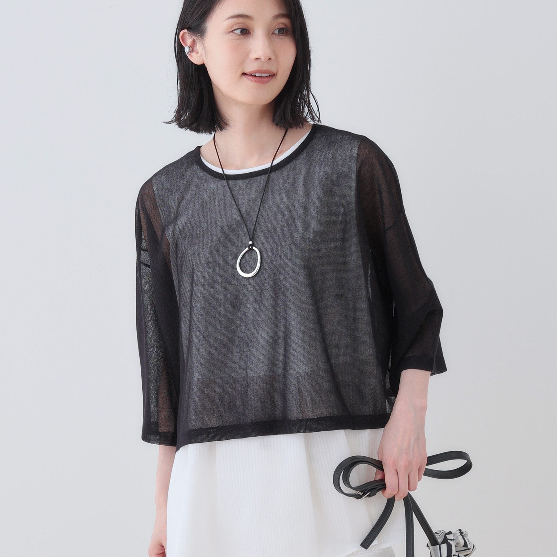 インディヴィ INDIVI 【2点セット】前後2WAYニットワンピース (ブラック(019)) ブラック(019)