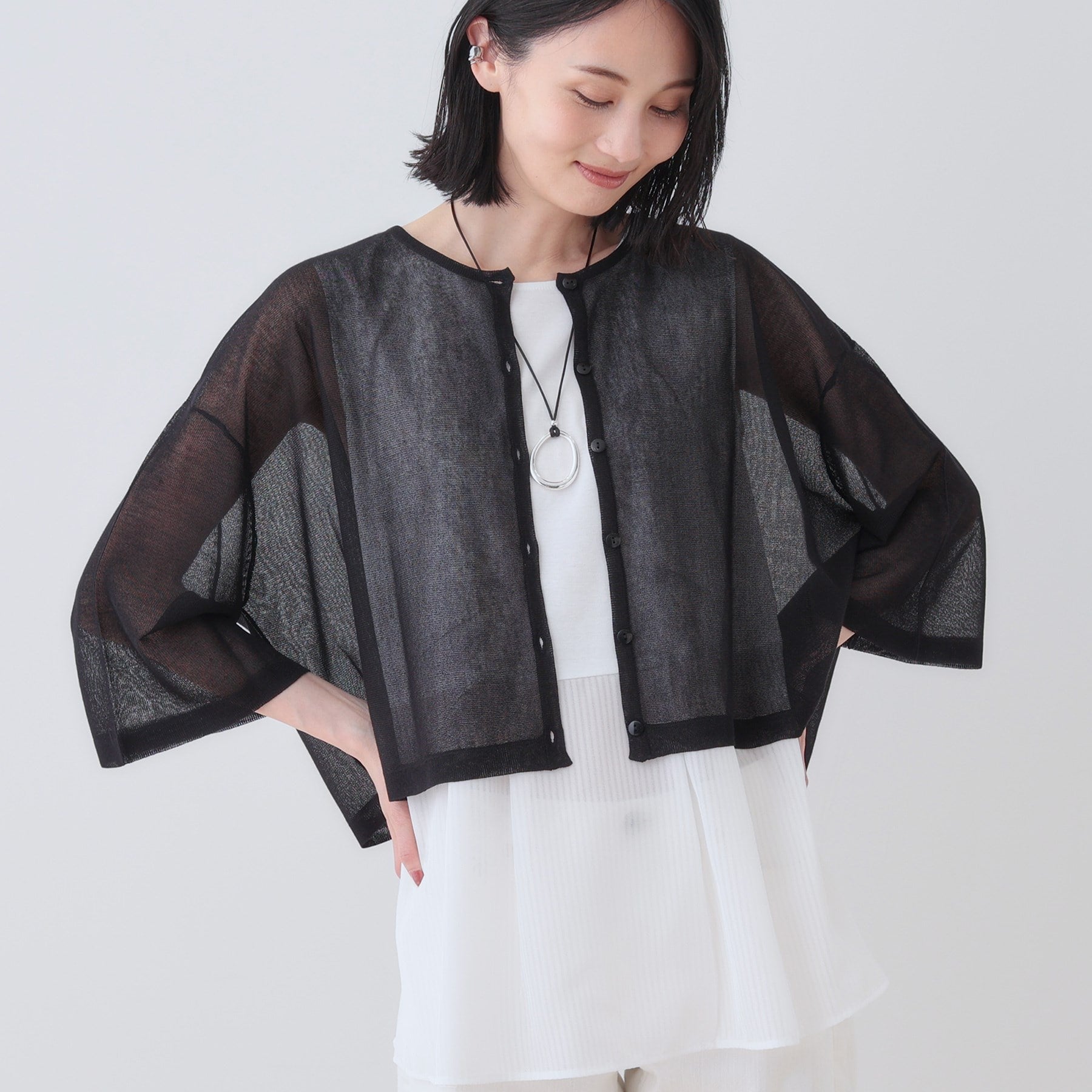 インディヴィ INDIVI 【2点セット】前後2WAYニットワンピース (ブラック(019)) ブラック(019)